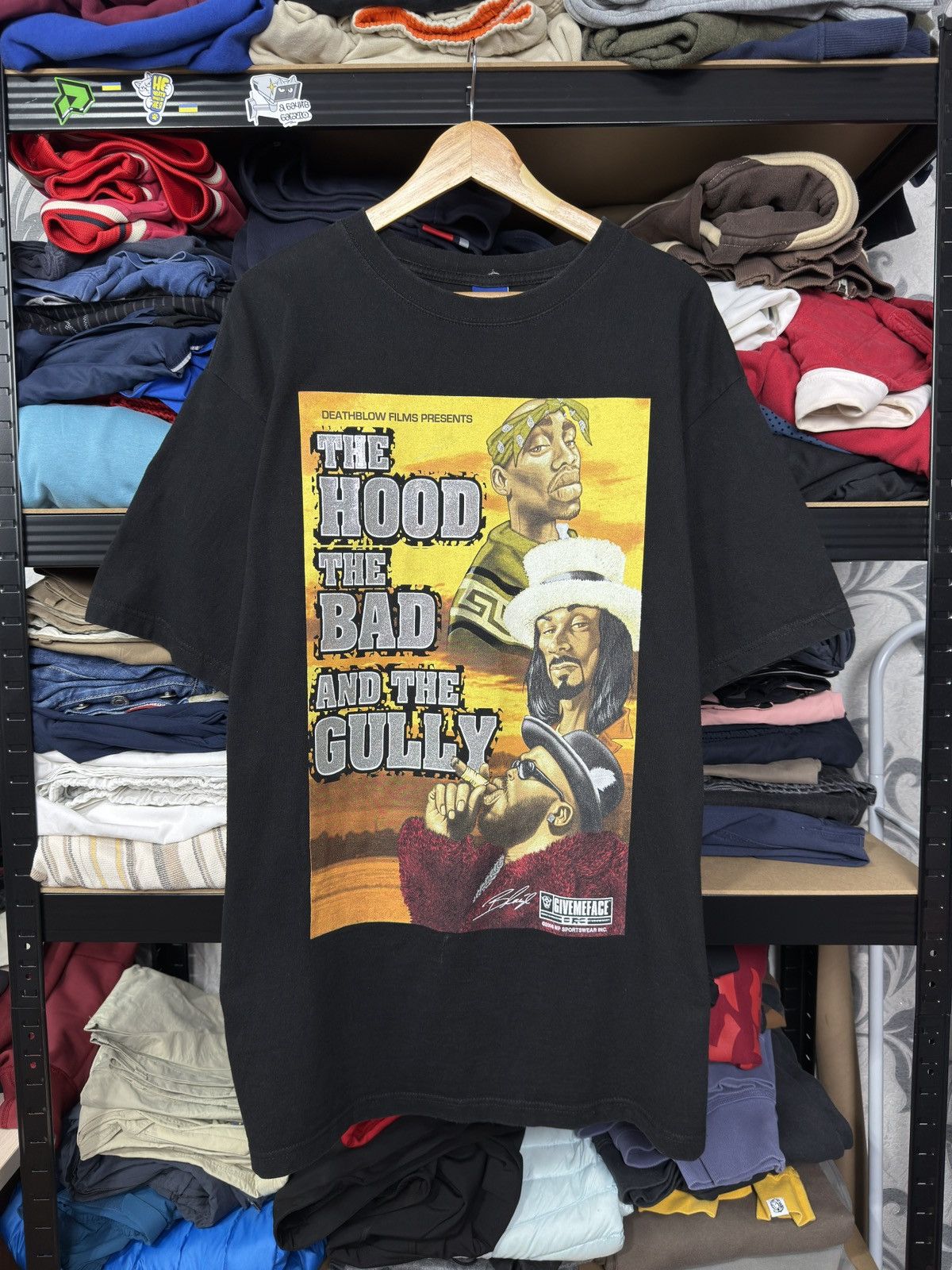 Death Row Records × Rap Tees × Vintage VTG THE HOOD THE BAD THE GULLY TUPAC SNOOP DOGG RAP T-SHIRT Size US XL / EU 56 / 4 - 11 Thumbnail