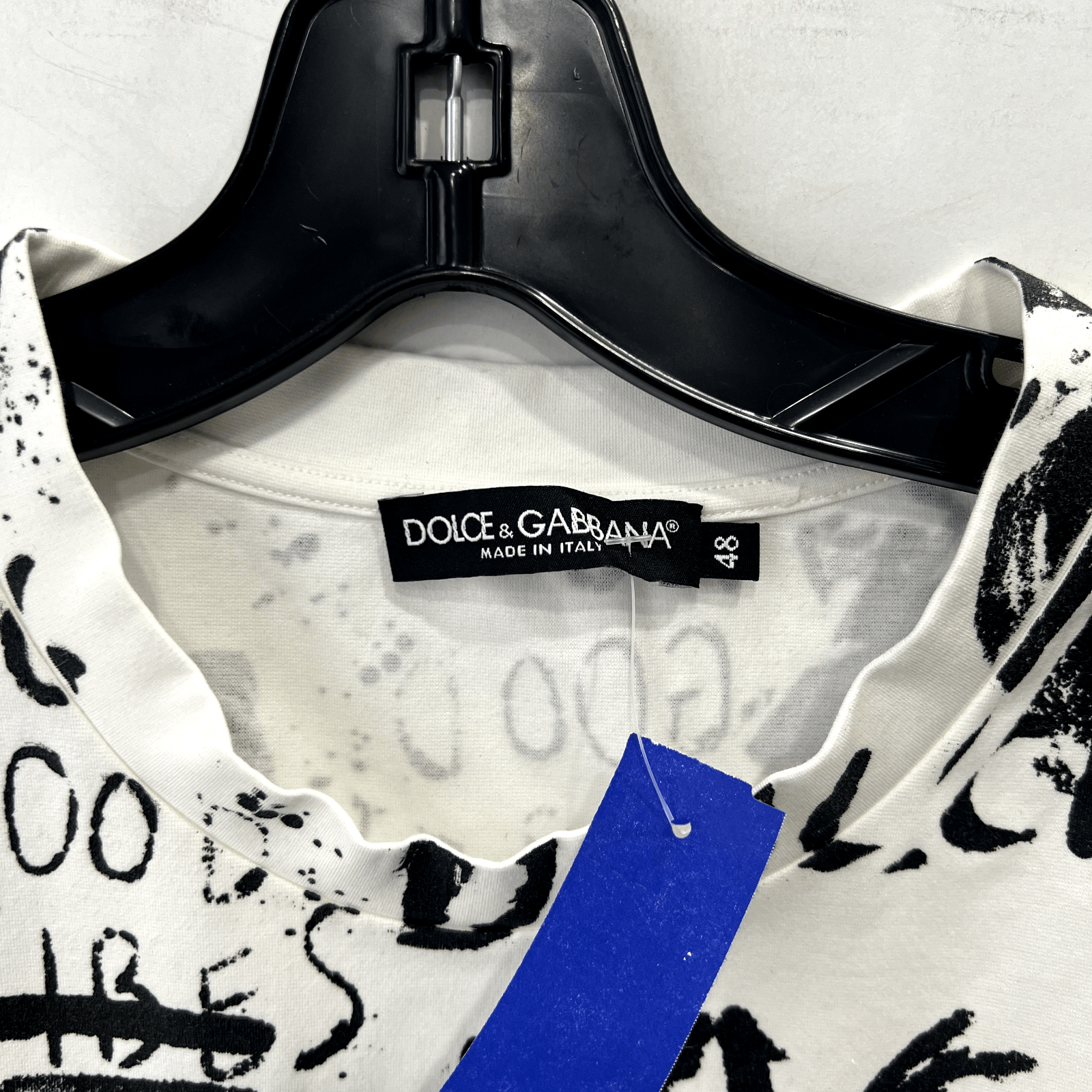 Dolce & Gabbana $1175 White Black Graphic Graffiti Cropped T-Shirt Size XL / US 12-14 / IT 48-50 - 8 Thumbnail