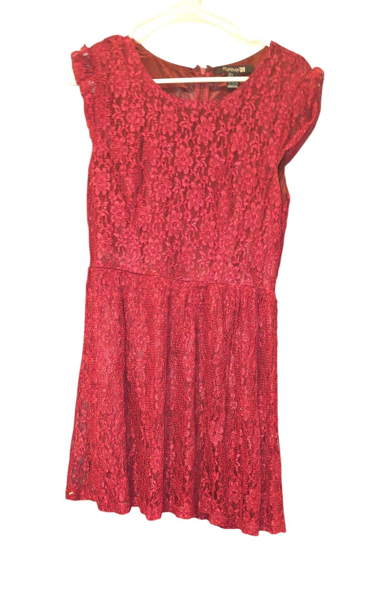 Forever 21 Forever 21 Lace Dress - Burgundy - Size L Size L / US 10 / IT 46 - 1 Thumbnail