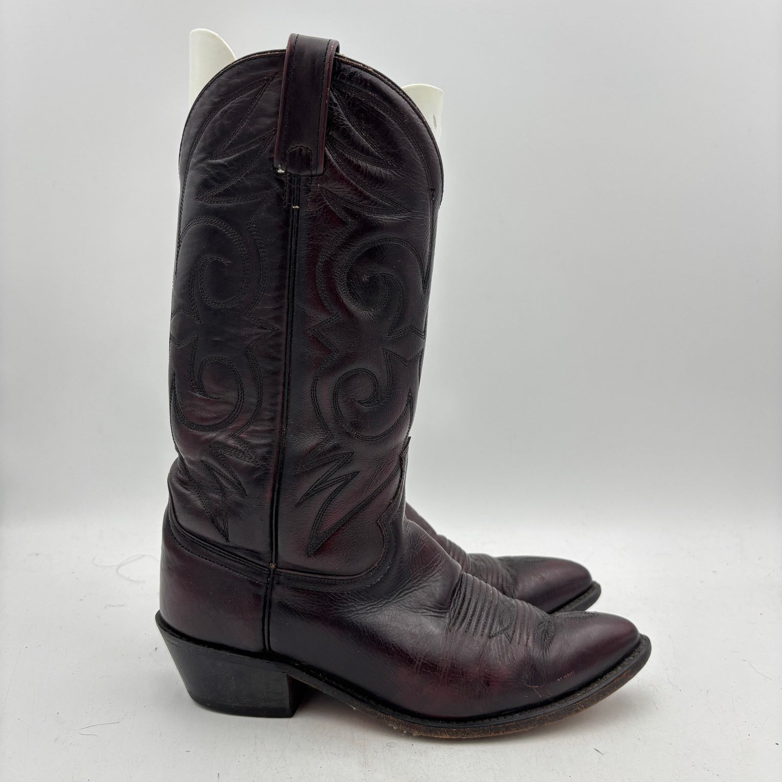 Vintage Acme Boots Mens 13 D Black Cherry Leather Circle A Western Cowboy 4036 Men main image 2