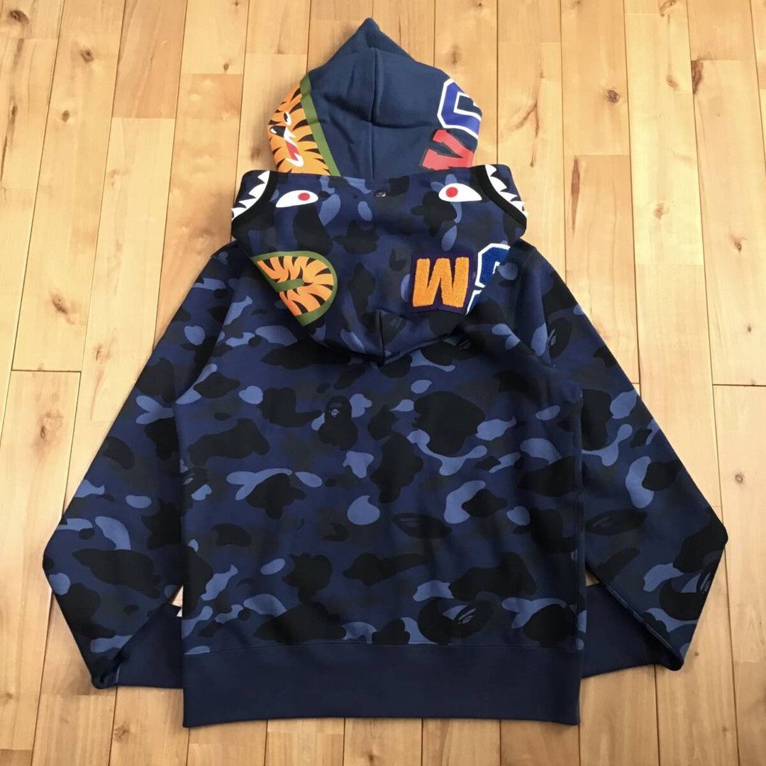 Bape BAPE Double Shark Full Zip Hoodie Blue camo a bathing ape Size US M / EU 48-50 / 2 - 2 Thumbnail