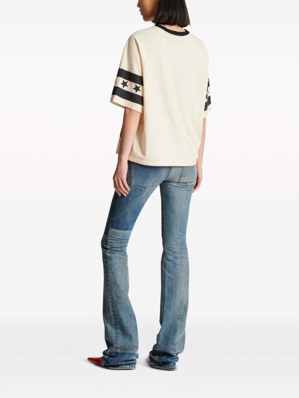 Balmain o1s1wg110825 T-Shirt With Stars in Beige/Black Size M / US 6-8 / IT 42-44 - 3 Thumbnail