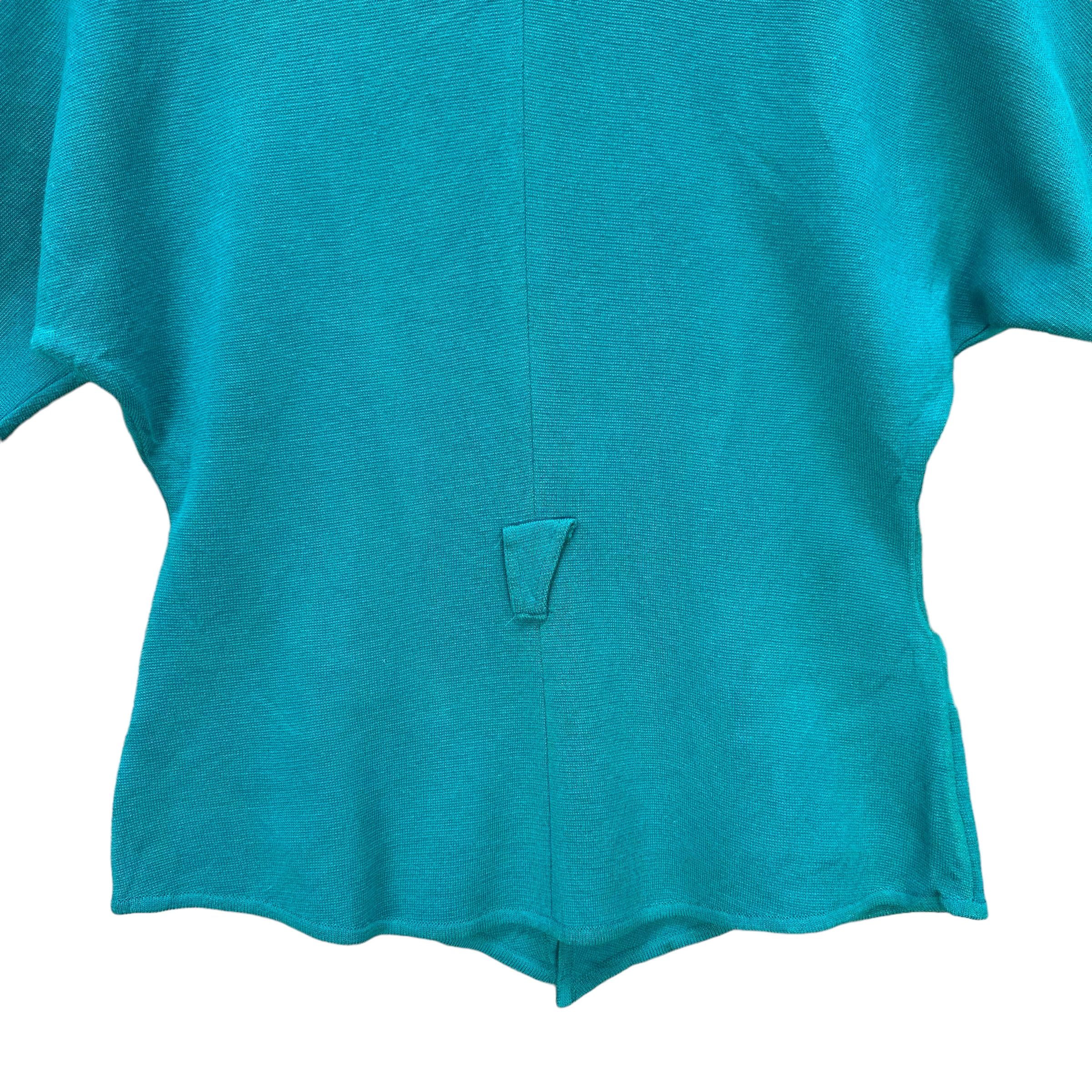 Mugler 80's THIERRY MUGLER TEAL KNIT SINGLE BUTTON JACKET #7573-154 Size M / US 6-8 / IT 42-44 - 11 Thumbnail
