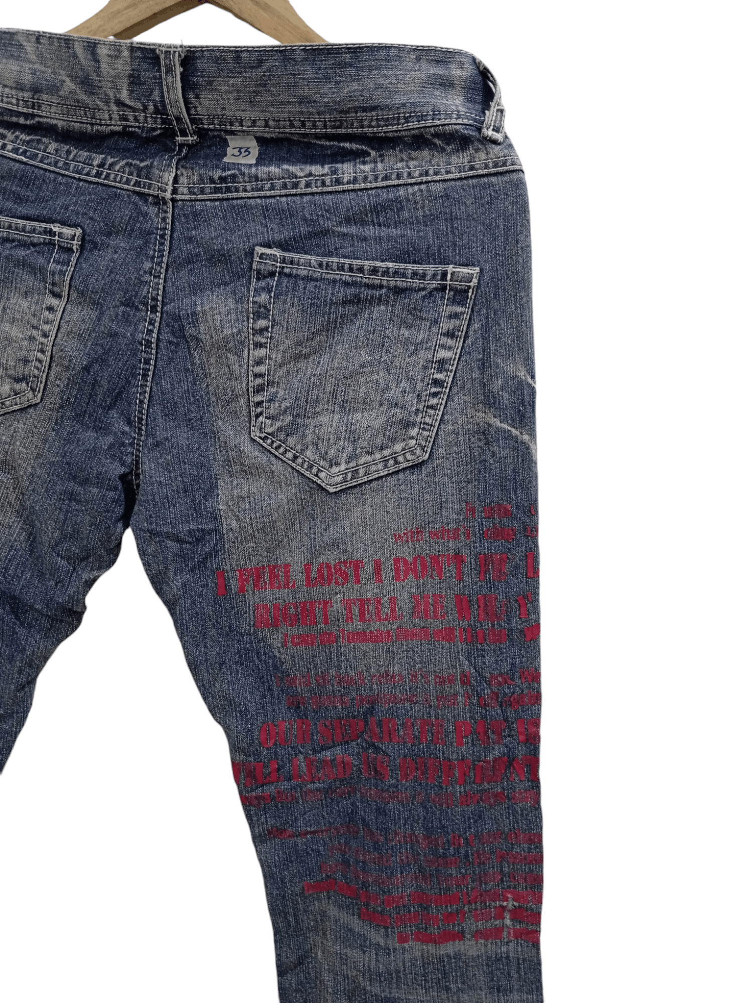 In The Attic × Vintage 🔥🔥In The Attic Patchwork Poem Statement Distressed Jeans Size US 31 - 23 Thumbnail