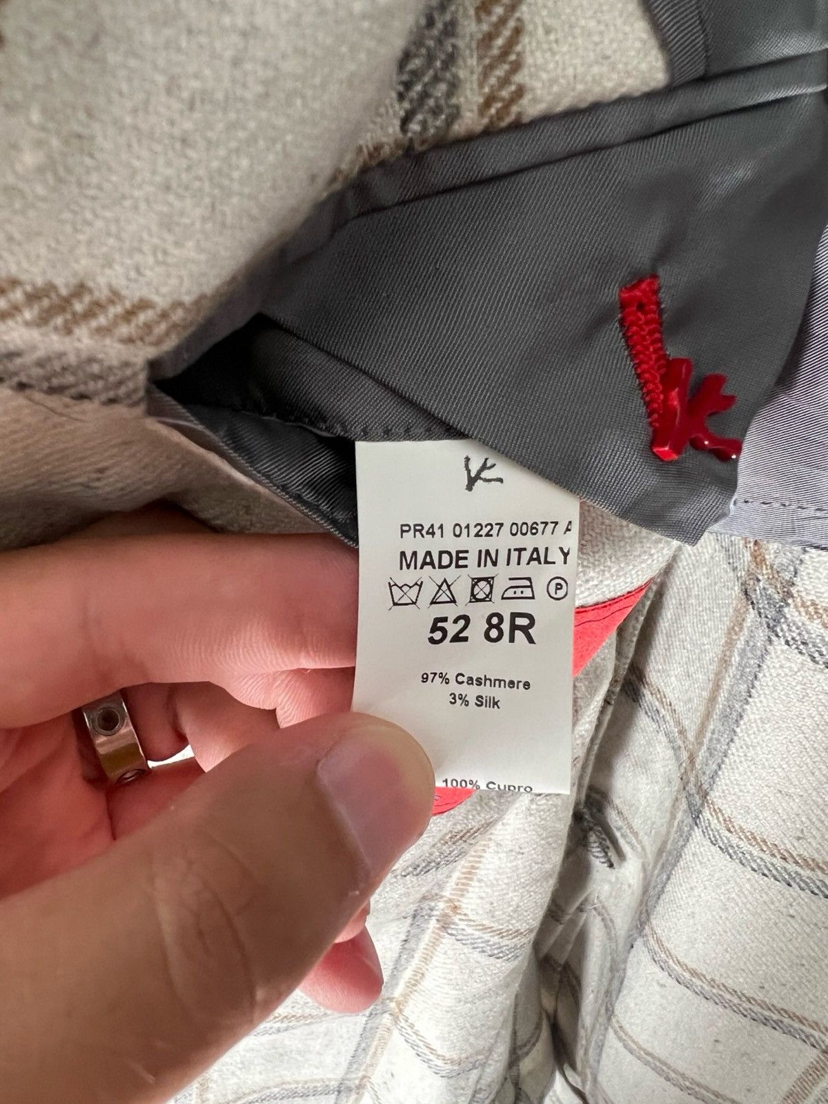 Isaia $6500 Isaia Napoli Beige Checkered Silk Plaid Blazer Size 52 Size 52R - 7 Thumbnail