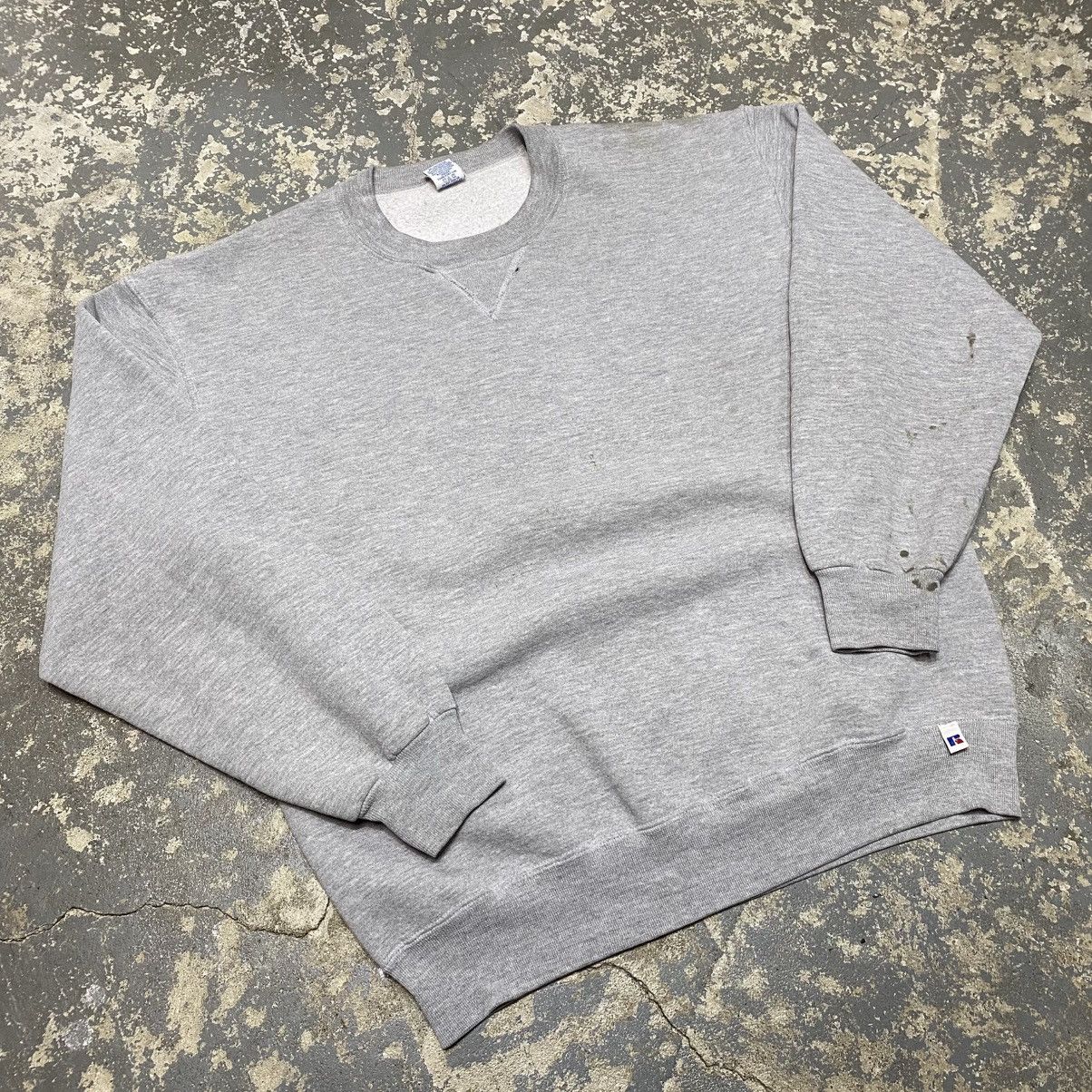 Russell Athletic × Vintage Vintage Russell Athletic Grey Blank Boxy Crewneck Hoodie Size US L / EU 52-54 / 3 - 9 Thumbnail