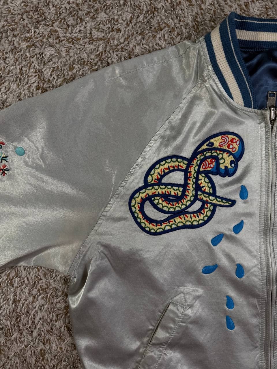 Diesel Diesel J Rocket Snake Embroidery Silver Bomber Jacket Size US XL / EU 56 / 4 - 12 Thumbnail