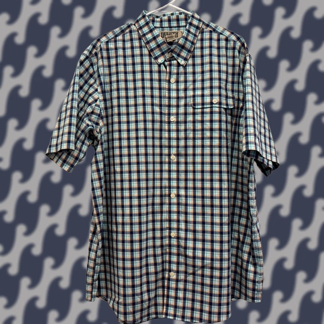 Duluth Trading Company Duluth Trading Co Mens XL Relaxed Fit Coolmax Plaid Short Sleeve Button Down Shirt Size US 36 / EU 52 - 1 Thumbnail