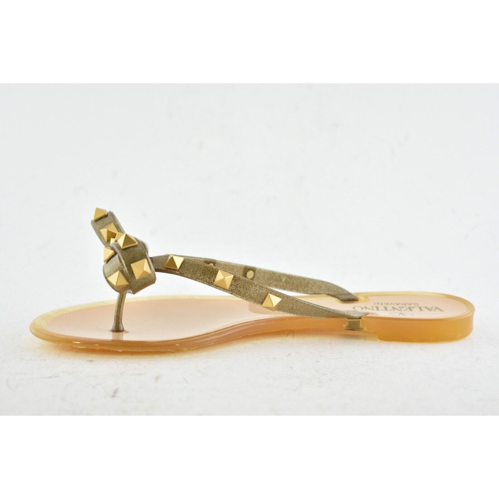 Valentino Valentino Rockstud Jelly Bow Bronze Rubber Thong Flat Slide Size US 5 / IT 35 - 8 Thumbnail