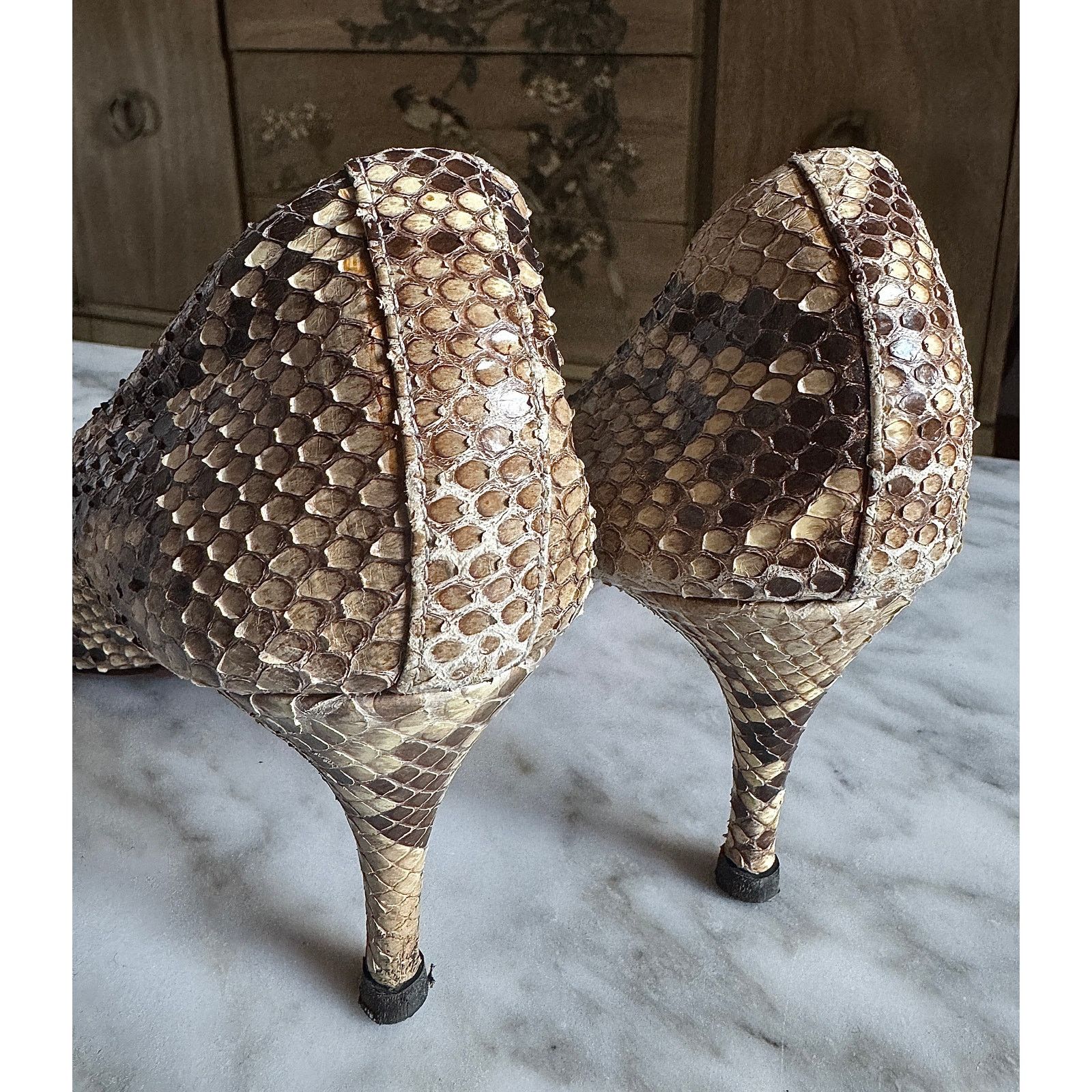 Lanvin Lanvin Real Leather Snakeskin Round Toe Heels Size US 8.5 / IT 38.5 - 4 Thumbnail