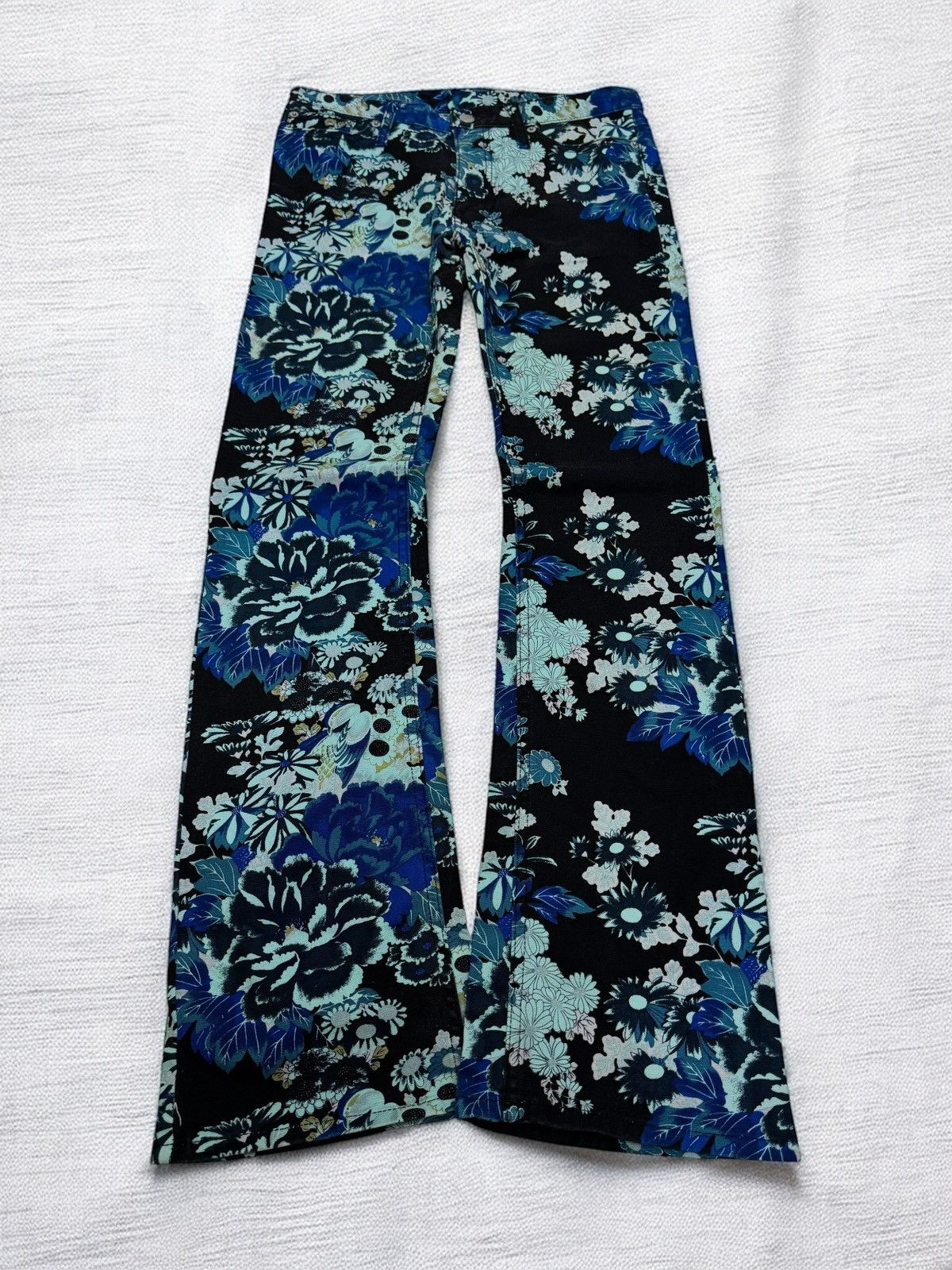 Vintage Vintage Glamdy Flared Floral Design Denim Pant Size US 28 / EU 44 - 1 Thumbnail