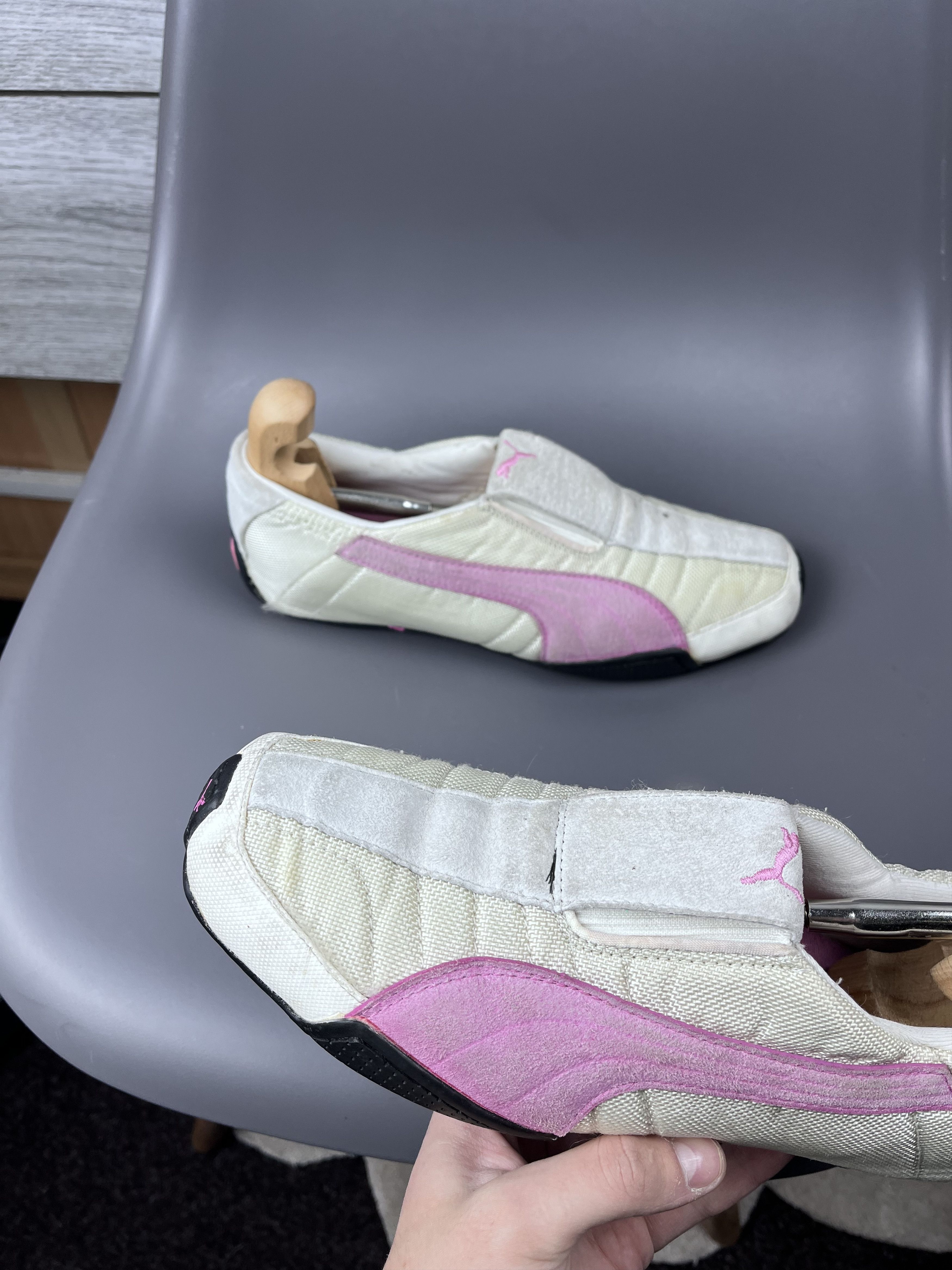 Puma Puma Slip-On Racing Shoes White Pink Low Profile Rare 40 siz Size US 7 / EU 40 - 2 Thumbnail
