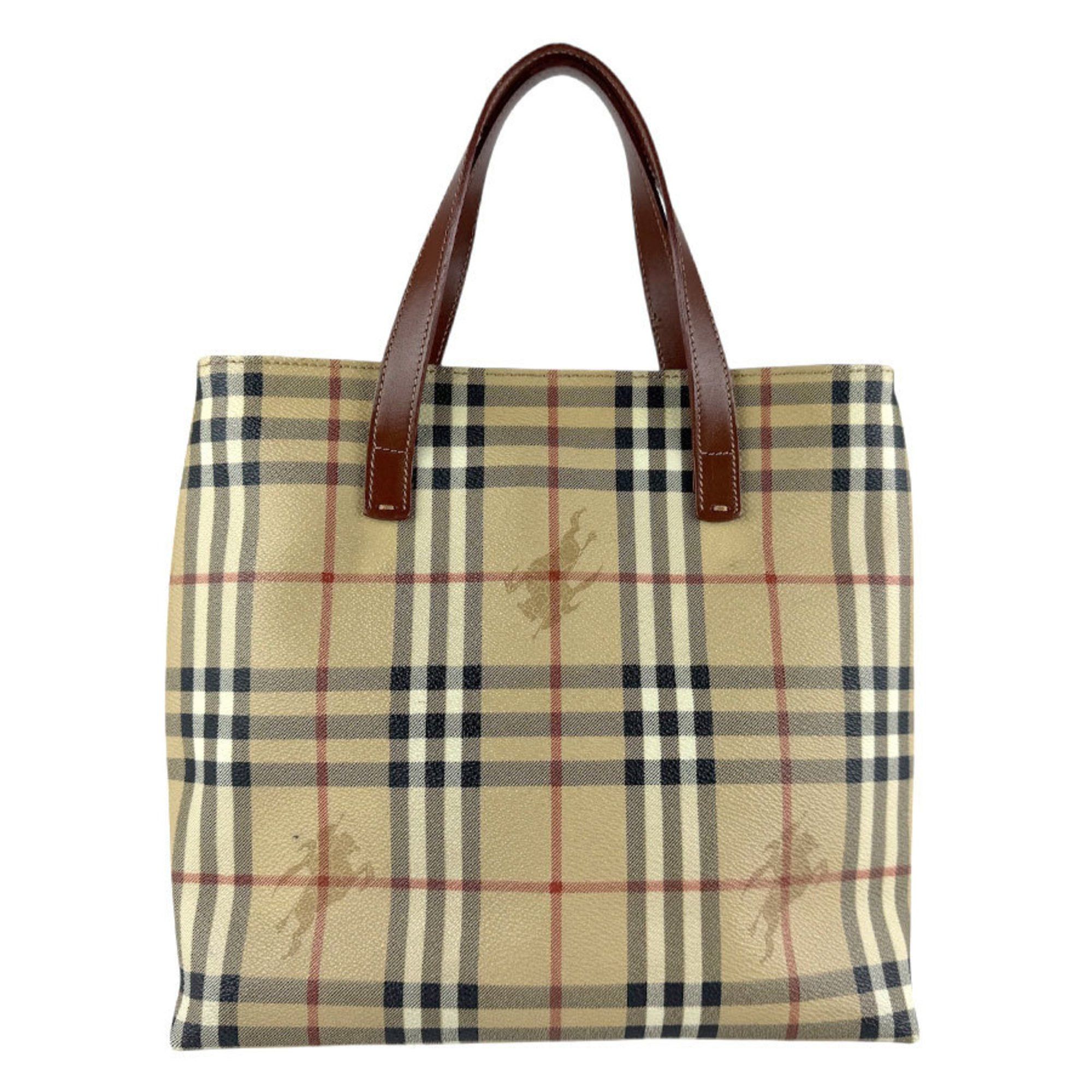 Burberry Handbag Coated Canvas and Leather Beige Brown Women's Z7765