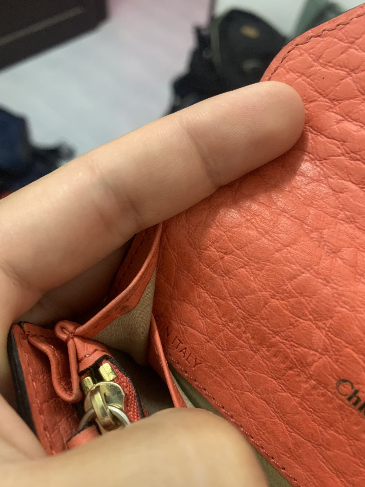 Chloe Chloé Padlock Leather Wallet – Orange Size ONE SIZE - 7 Thumbnail