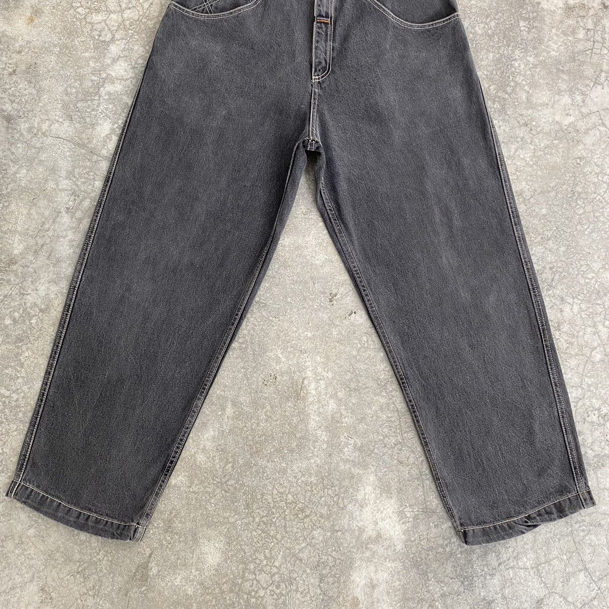JNCO Vintage Freaky Massivebob Faded Grey Baggy Denim Jeans Size US 29 - 4 Thumbnail