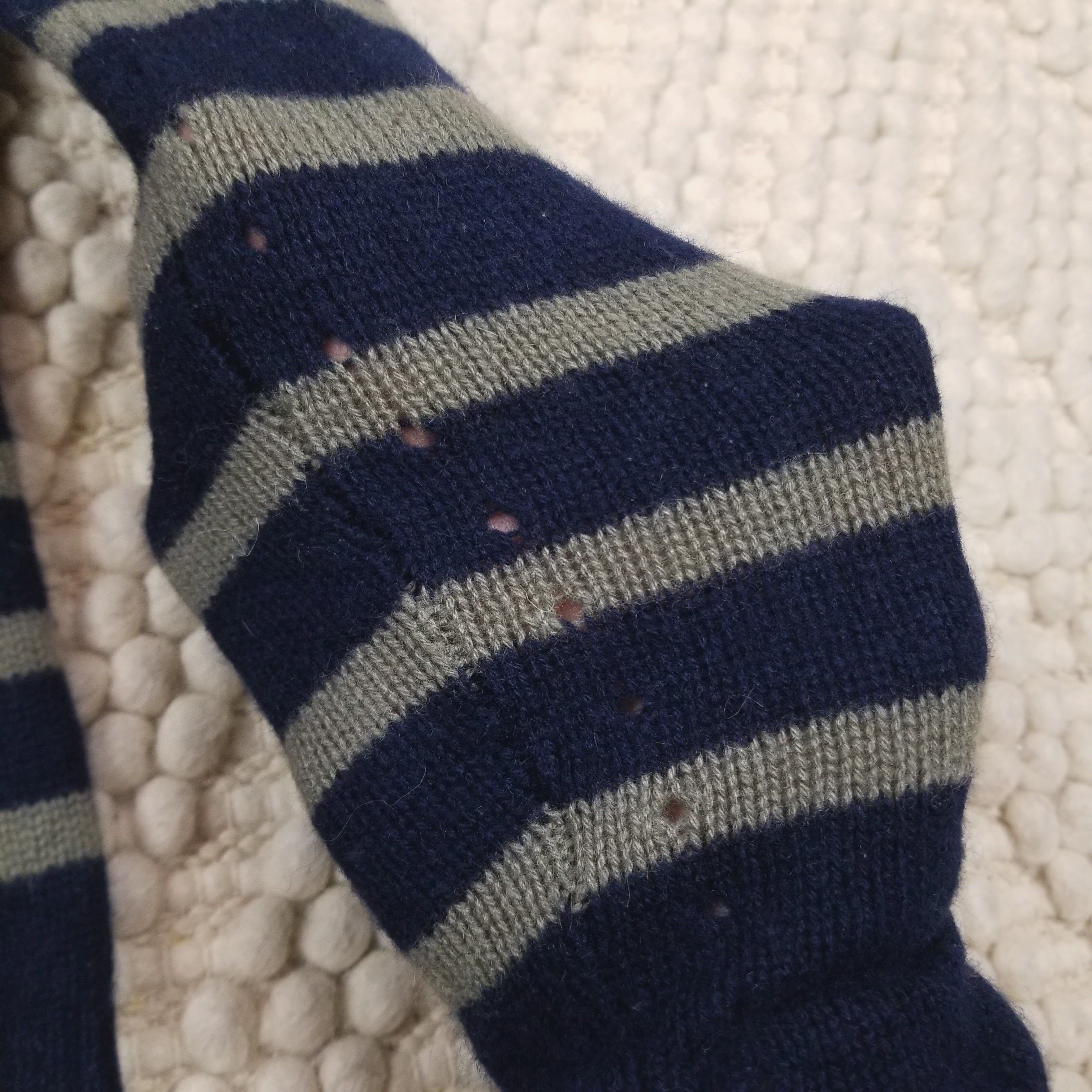 Jigsaw Edie Cashmere Sweater Navy Blue Gray Stripe Size L / US 10 / IT 46 - 8 Thumbnail