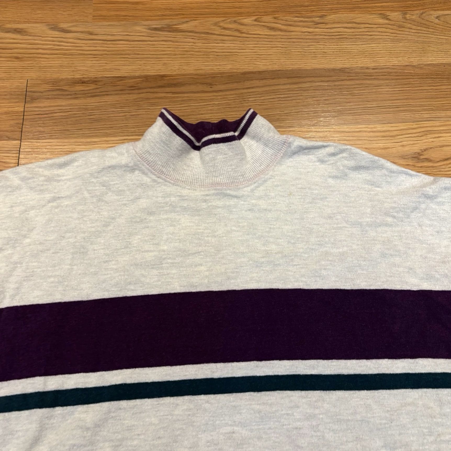 Vintage VINTAGE LL Bean Striped Sweatshirt Pullover USA Men’s XL Purple Gray Green Pattern: Solid Long Sleeve Mock Neck Pullover Sweatshirt Size US XL / EU 56 / 4 - 2 Thumbnail