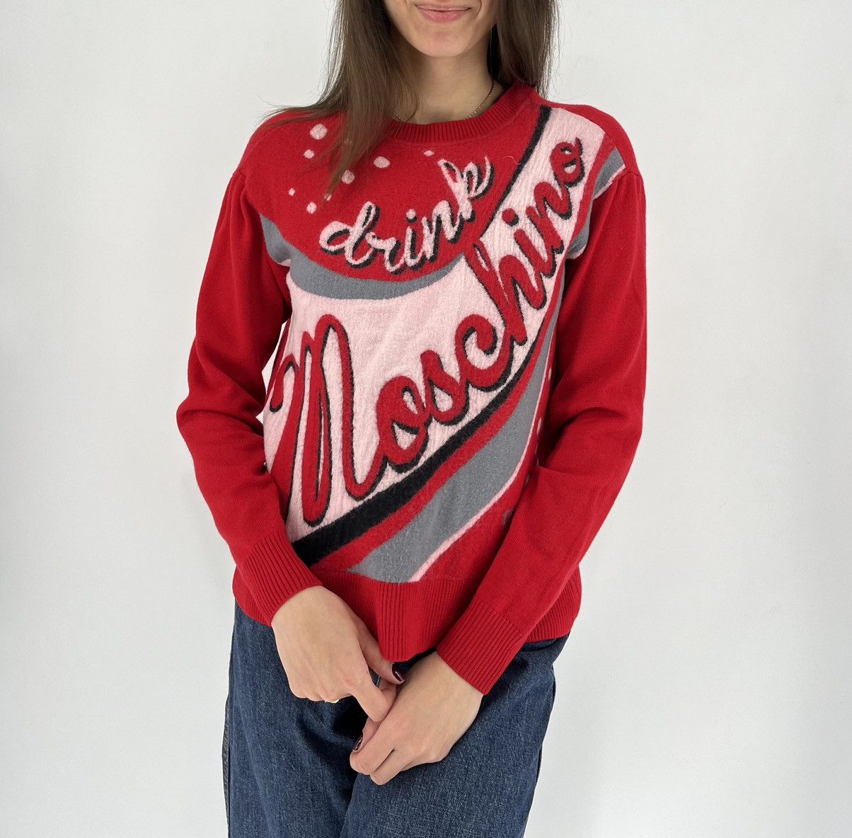 Moschino × Vintage Vintage Drink 335ml Moschino Sweater 100 Wool Lana Size S / US 4 / IT 40 - 2 Thumbnail