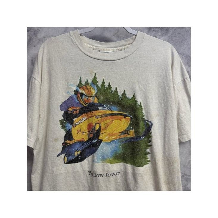 Vintage Vintage Yellow Fever Snowmobile T Shirt Mens XL White Y2k Size US XL / EU 56 / 4 - 1 Thumbnail