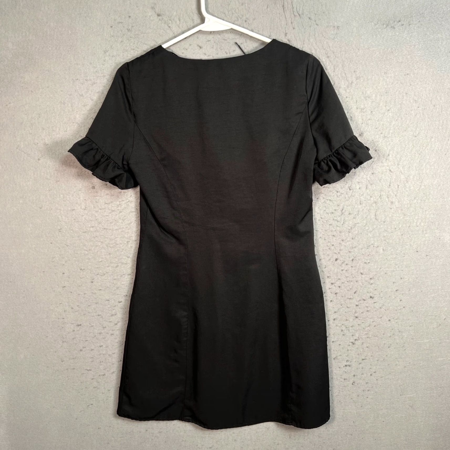 Zara Zara TRF Womens Small Black Button-Front Mini Dress With Ruffle Sleeves Size S / US 4 / IT 40 - 2 Thumbnail