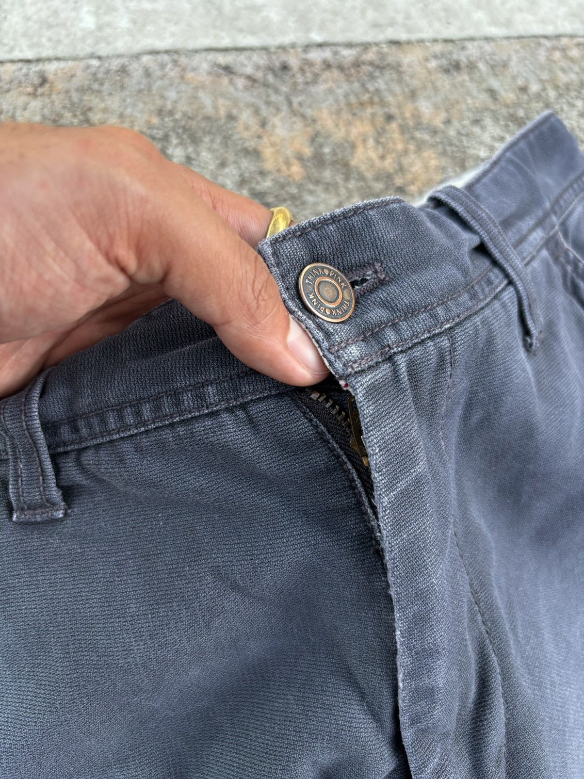 If Six Was Nine × Japanese Brand × Vintage Faded THINK PINK Double Knee Pants Size US 30 / EU 46 - 4 Thumbnail
