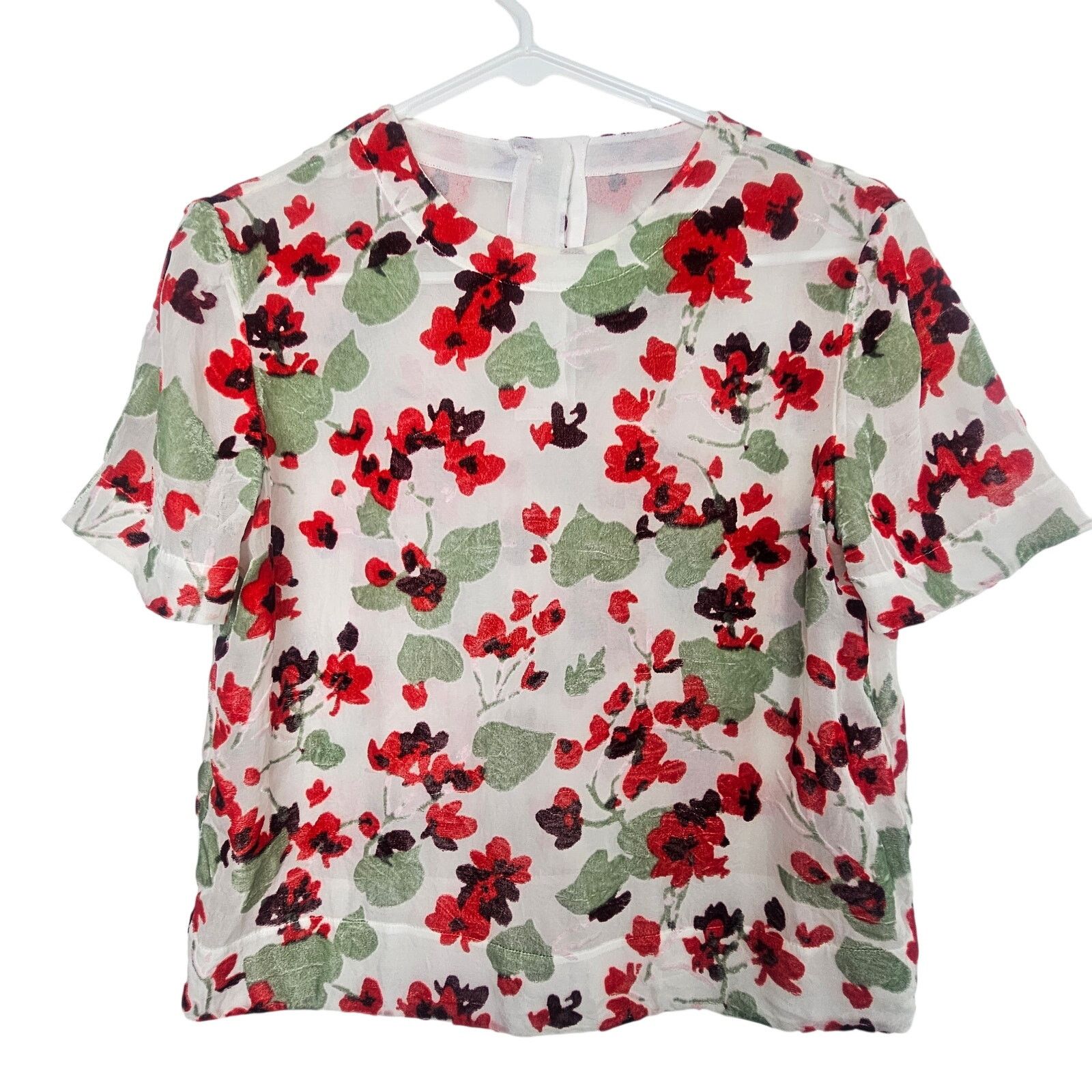 Rag & Bone Rag & Bone Womens Floral Velvet Silk Blend Crop Top Sz S Size S / US 4 / IT 40 - 2 Thumbnail