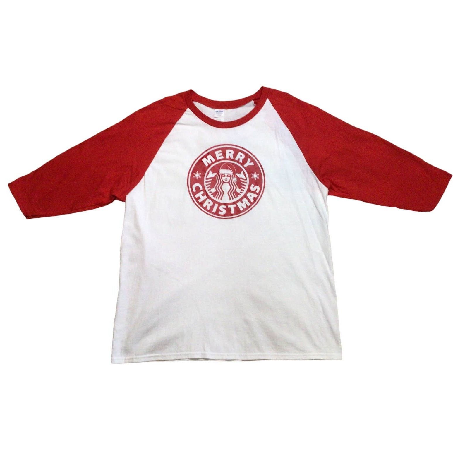 Gildan Starbucks Merry Christmas 3/4 Sleeve Shirt Top XL Gildan Red Size XL / US 12-14 / IT 48-50 - 1 Thumbnail