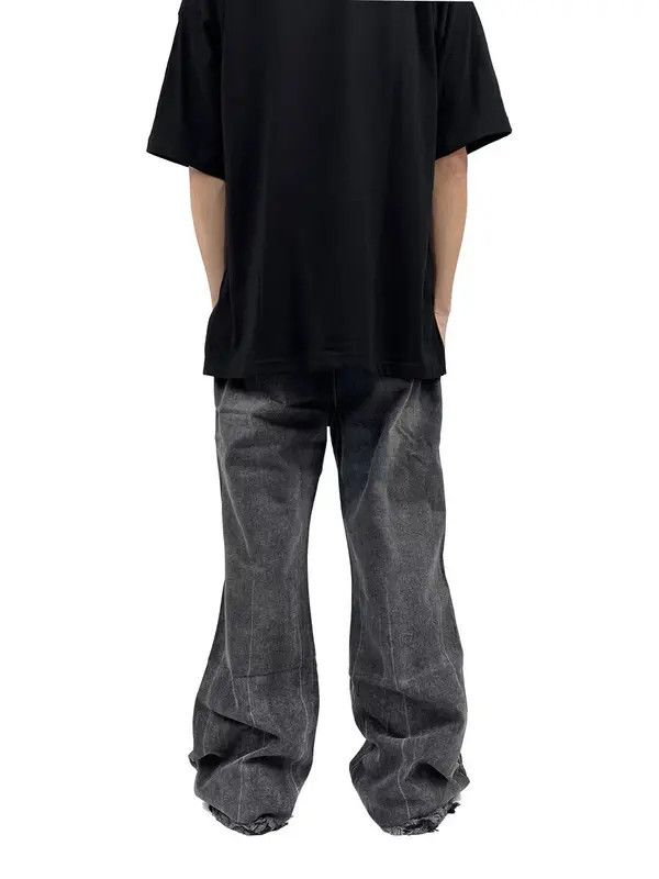 Vintage Washed and distressed Y2K leg ripped micro flare jeans Size US 28 / EU 44 - 4 Thumbnail