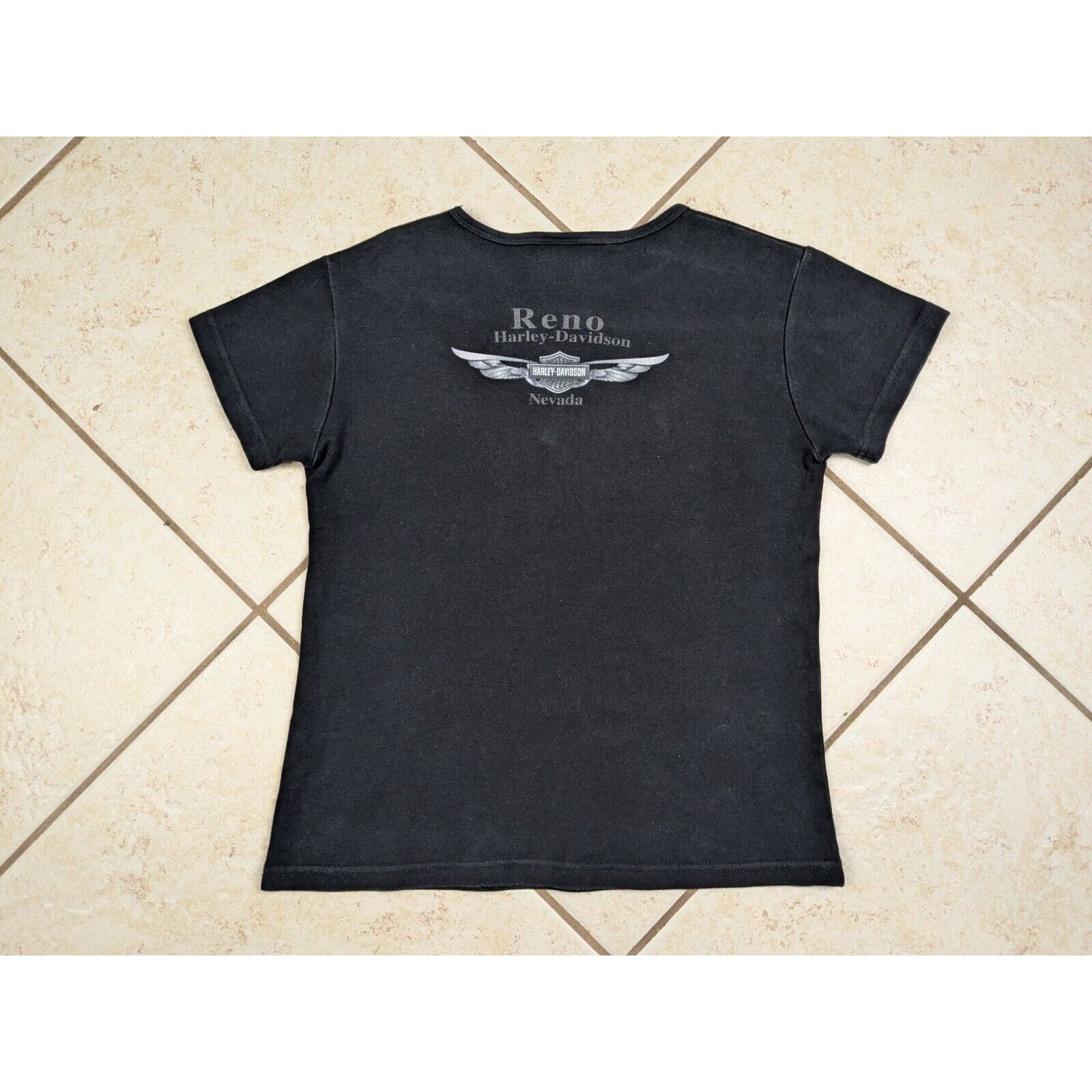 Harley Davidson Harley Davidson Shirt Sz L Black Rhinestones Logo Reno Size L / US 10 / IT 46 - 6 Thumbnail