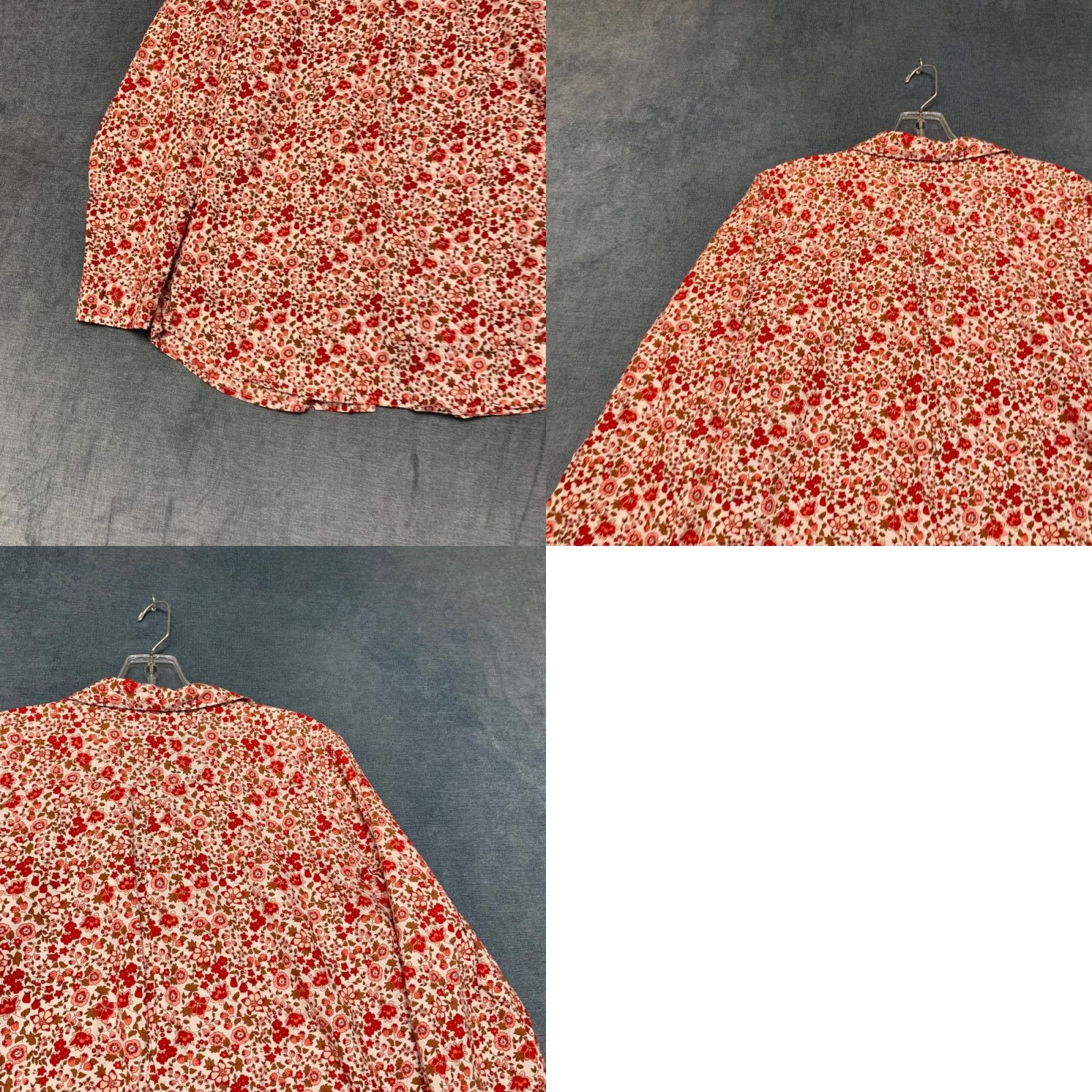 Old Navy Old Navy Shirt Womens Large Beige Red Floral Cotton Streetwear Travel Button Up Size L / US 10 / IT 46 - 9 Thumbnail