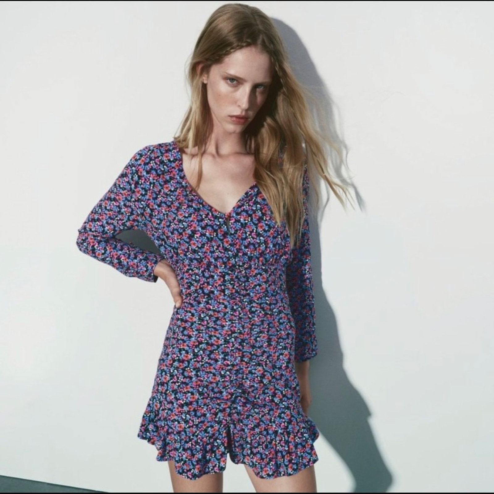 Zara ZARA FLORAL PRINT DRESS MULTICOLORED Size XS / US 0-2 / IT 36-38 - 7 Thumbnail