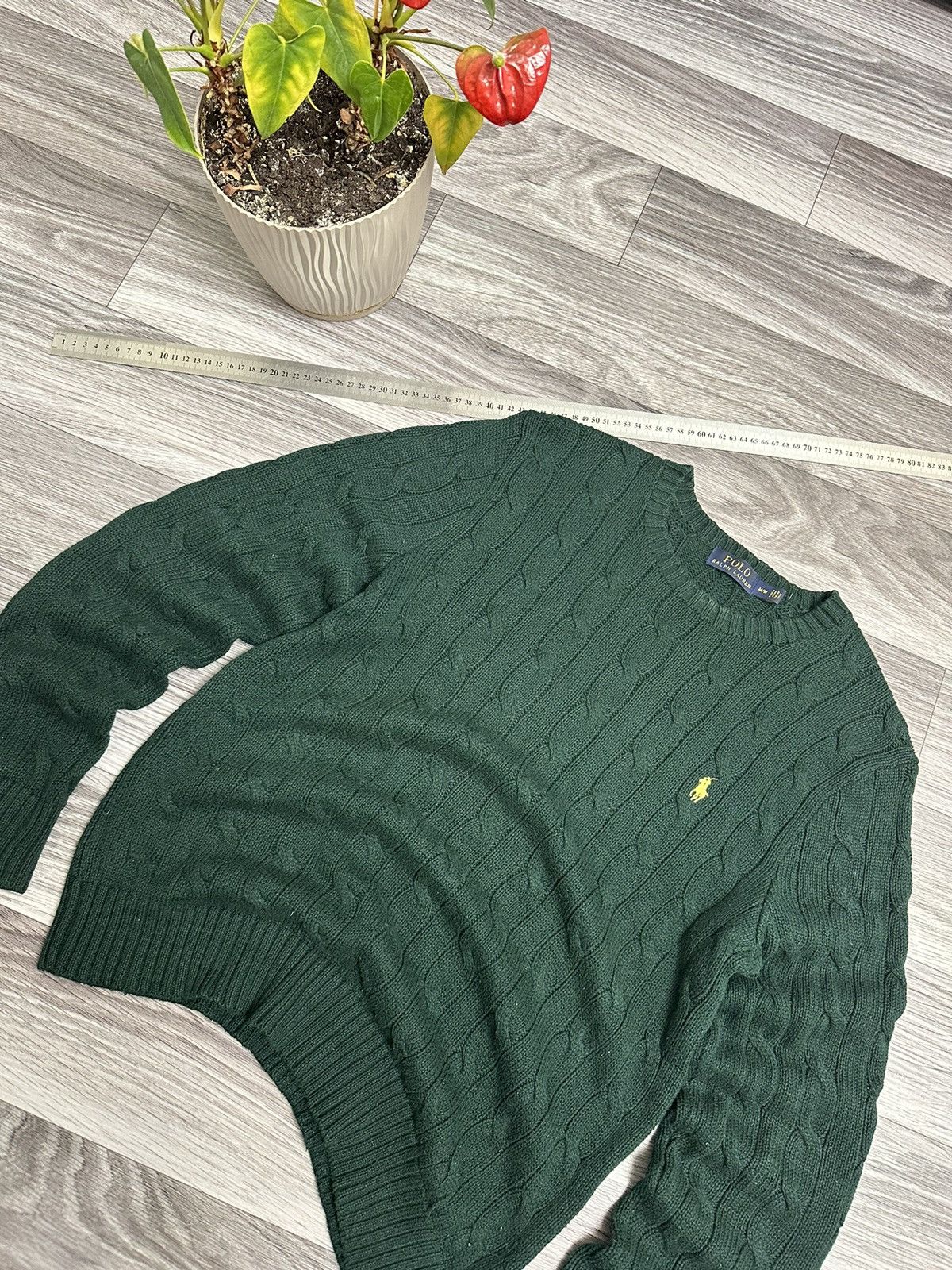 Polo Ralph Lauren RARE Polo Ralph Lauren Green Cable knit Sweater yellow pony Size US M / EU 48-50 / 2 - 2 Thumbnail