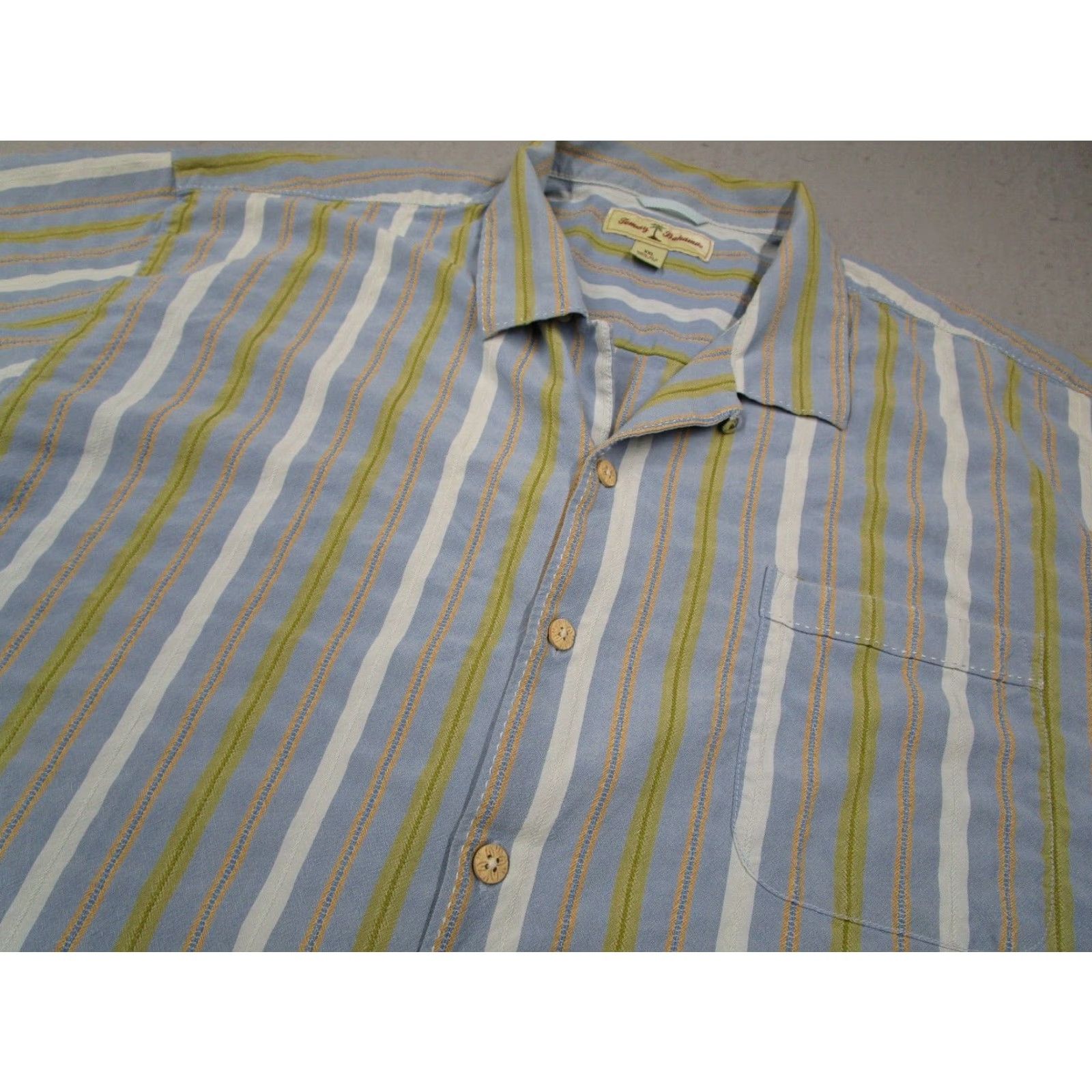 Tommy Bahama Tommy Bahama Shirt Mens 2XL Silk Striped Blue Button Up Hawaiian Loop Collar Size US XXL / EU 58 / 5 - 2 Thumbnail