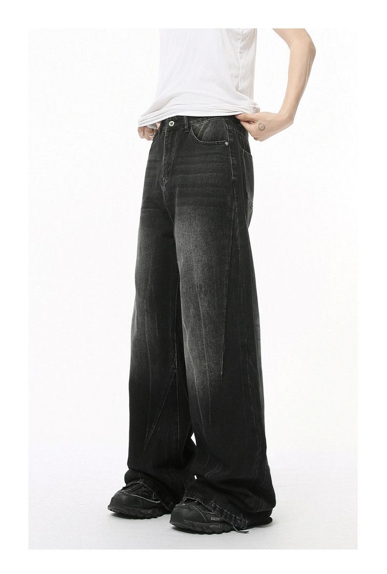 Japanese Brand × Jean Washed lightning pattern retro straight wide-leg jeans y2k Size US 34 / EU 50 - 3 Thumbnail