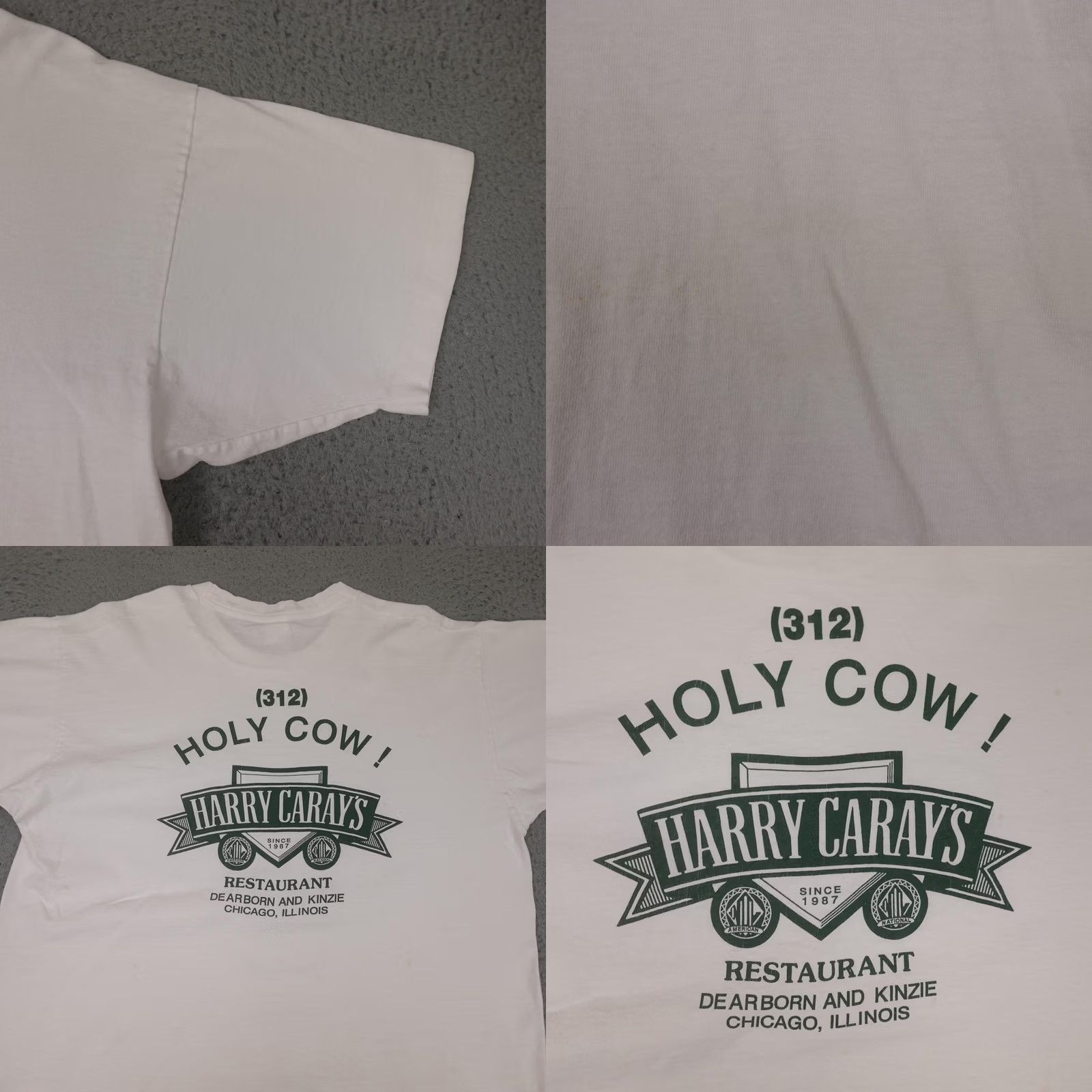 Fruit Of The Loom VINTAGE Harry Caray's Shirt Mens XL White Restaurant Graphic Tee Chicago 90s USA Size US XL / EU 56 / 4 - 8 Thumbnail