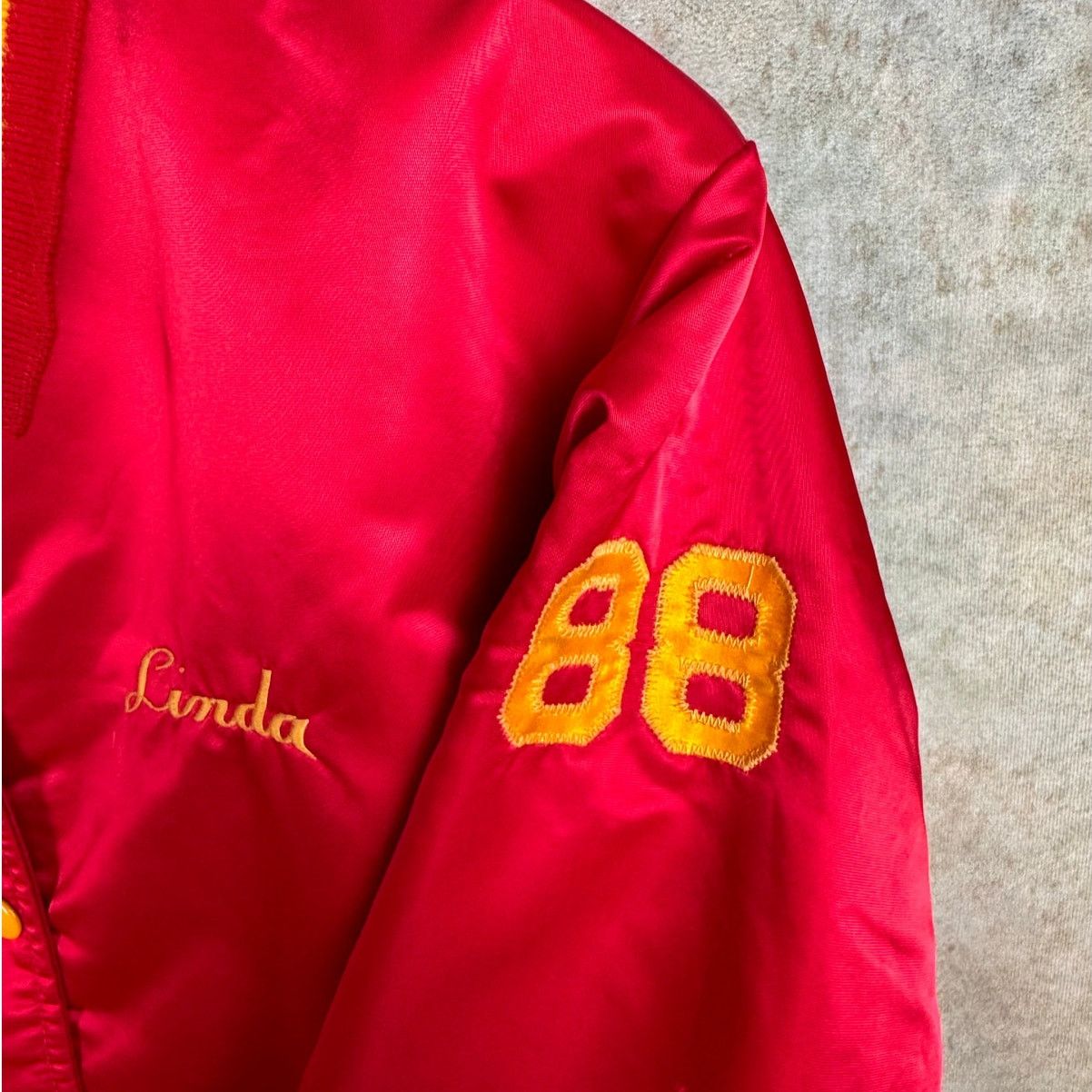 Vintage VTG 80s Satin Bomber Jacket Sz L Red Gold Size US L / EU 52-54 / 3 - 8 Thumbnail