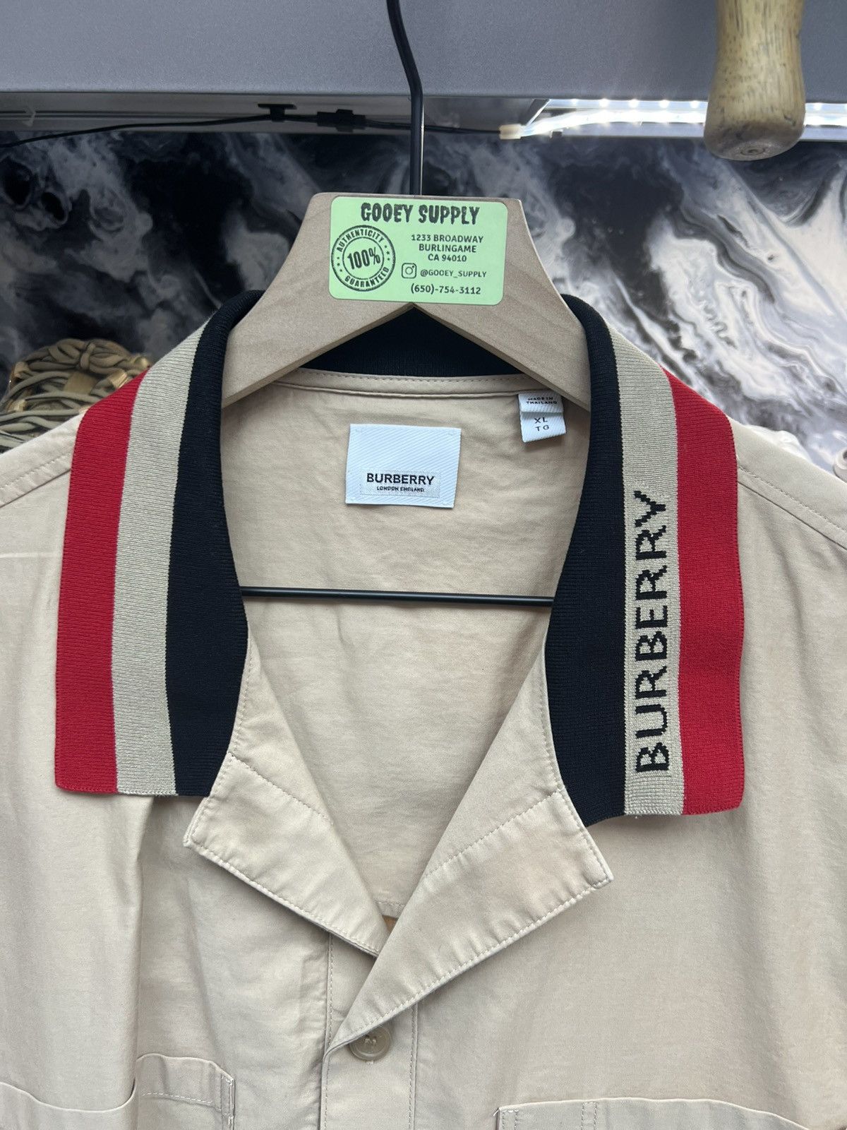 Burberry Burberry Beige Polo Short Sleeve Size US XL / EU 56 / 4 - 6 Thumbnail