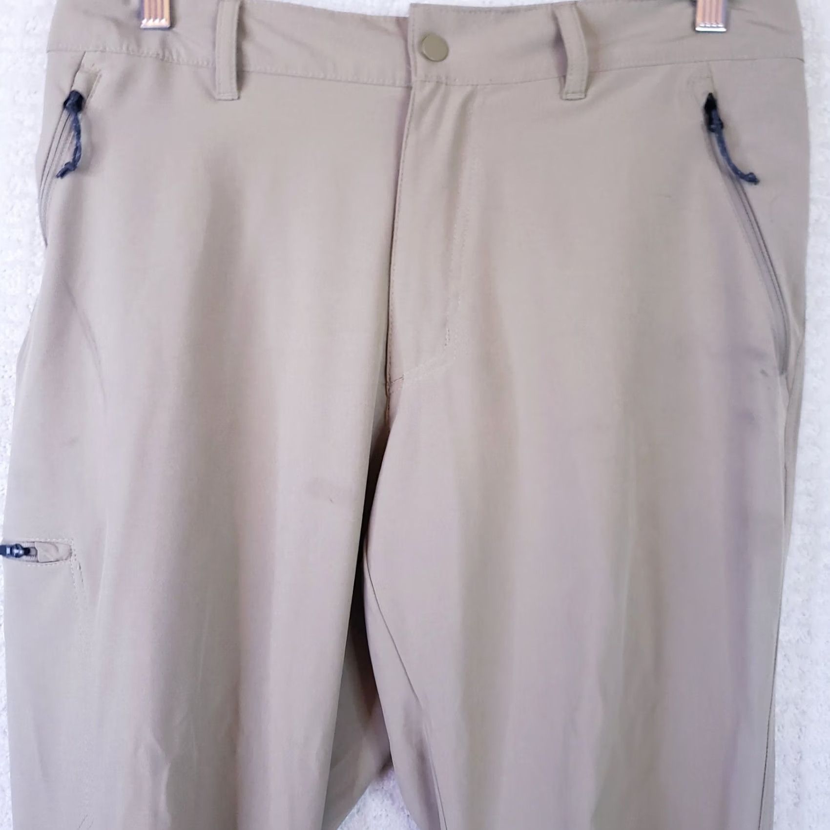 Vintage Columbia Men's Pants 34x30 Omni Shield Zipper Pockets Casual Travel Workwear Nylon Elastane Tan Khaki Straight Leg Size US 34 / EU 50 - 3 Thumbnail