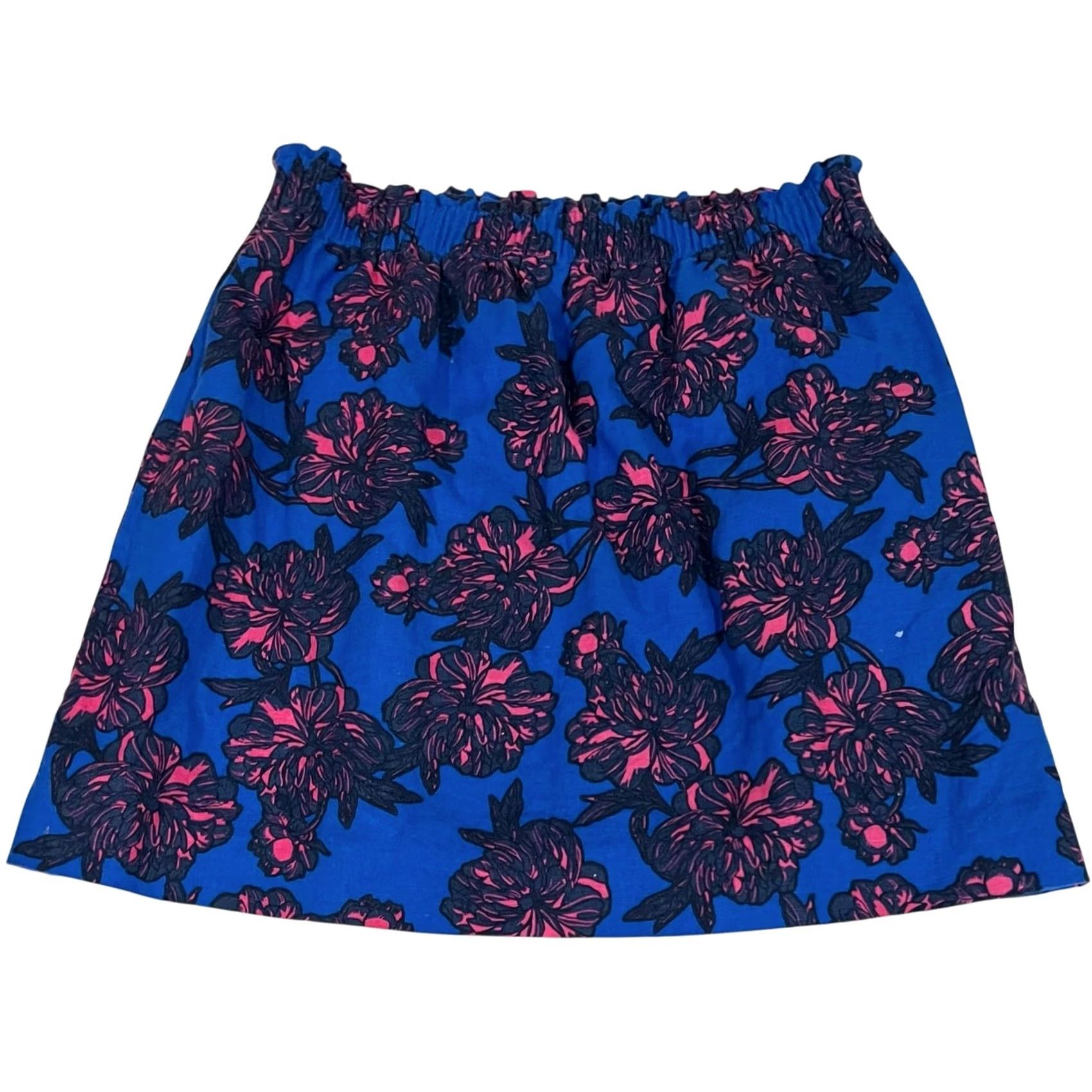 J.Crew J.Crew Floral Cotton Linen Blend Mini Skirt Blue Pink Elastic Waist Pockets 10 Womens Skirt Casual Party/Cocktail Travel Spring Summer Size 32" / US 10 / IT 46 - 4 Thumbnail