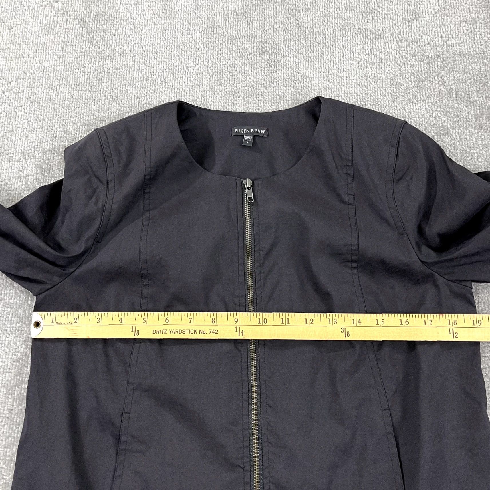 Eileen Fisher EILEEN FISHER Jacket Womens Small Black Ramie Silk Lined Full Zip 3/4 Sleeve Mid-Length Pockets Size S / US 4 / IT 40 - 7 Thumbnail