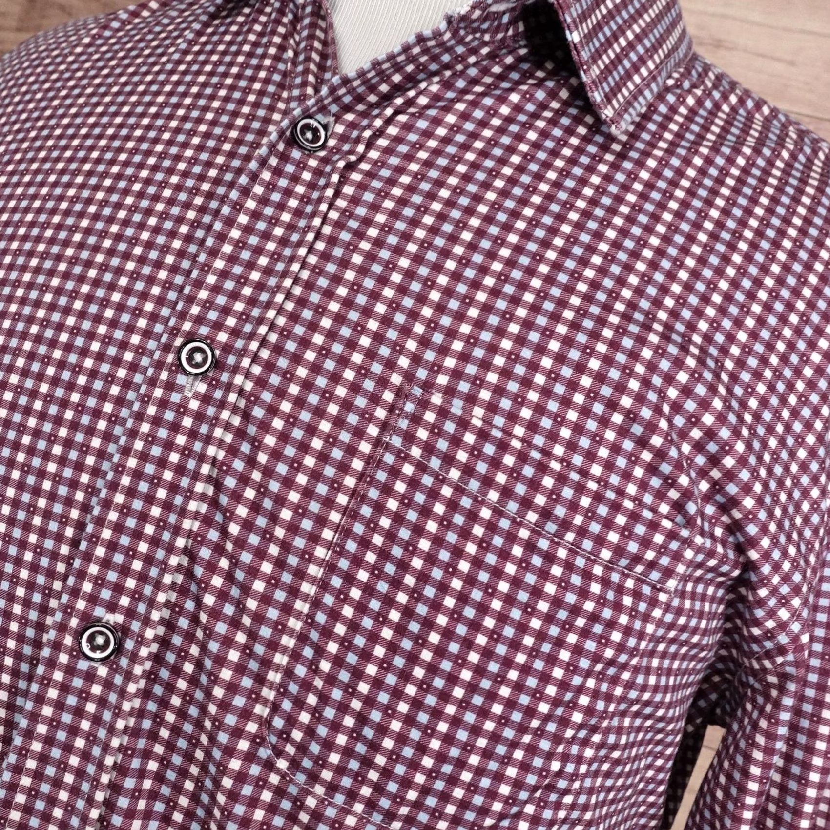 Vintage Buttercloth Shirt Mens L Red Check Long Sleeve Button-Up Regular Fit Cotton Size US L / EU 52-54 / 3 - 2 Thumbnail