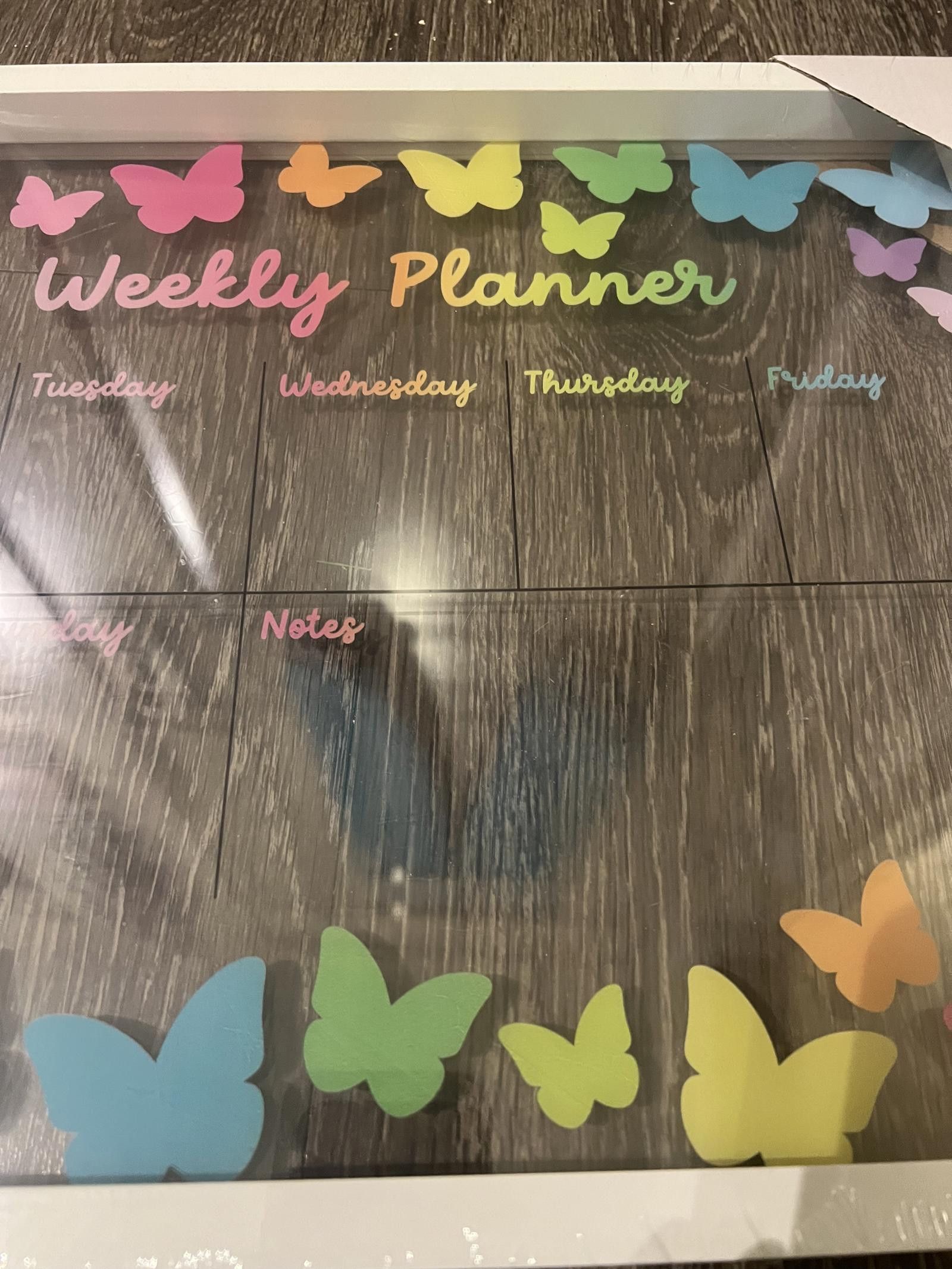 Designer Butterfly Colorful Weekly Planner Hanging Acrylic Whiteboard Size ONE SIZE - 3 Thumbnail