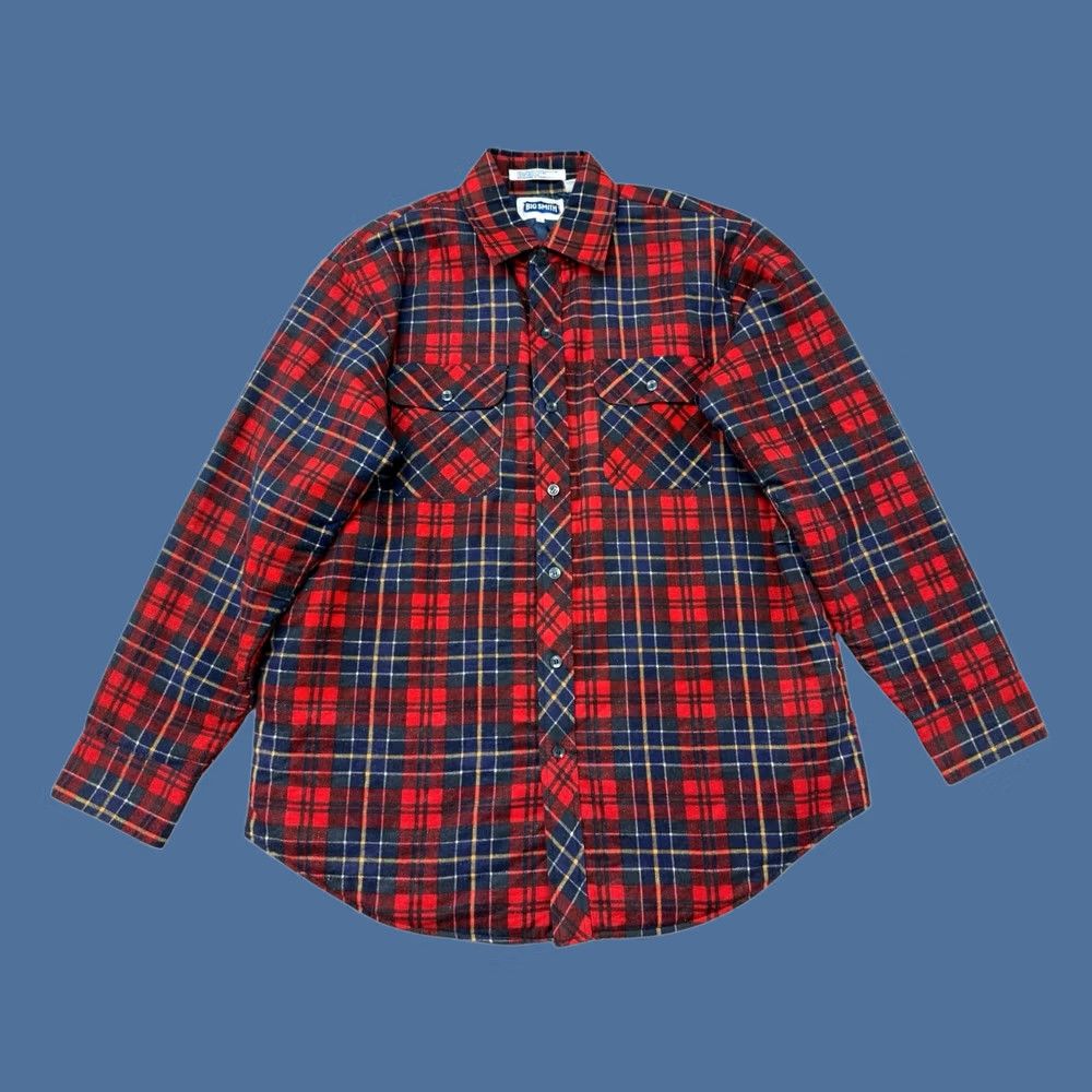 Vintage VINTAGE Big Smith Quilt Lined Flannel Jacket Shacket Plaid Men L Red 80s 90s Outdoor Hiking Walking Quilted Button Pocket Mens Size US L / EU 52-54 / 3 - 1 Thumbnail