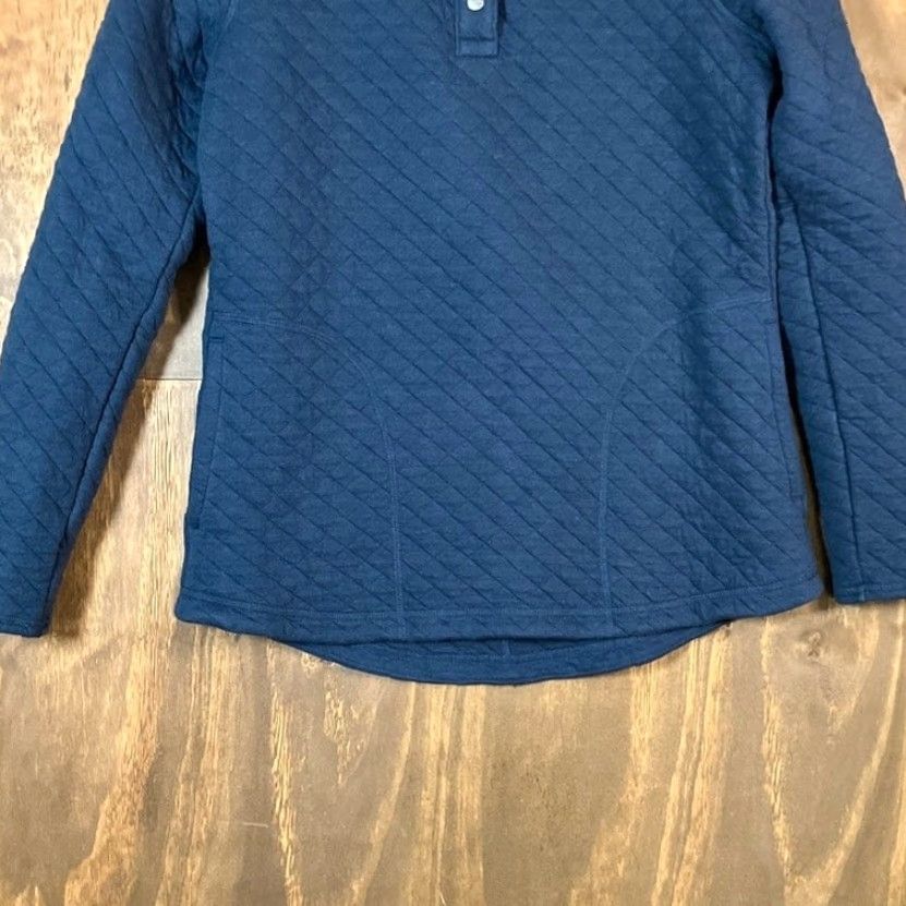 Duluth Trading Company Duluth Trading Co. Womens Sweatshirt Blue Quilted 1/4 Button Pullover XS Size XS / US 0-2 / IT 36-38 - 3 Thumbnail