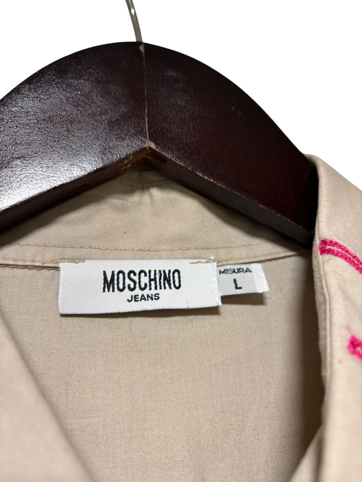 Moschino Archives Moschino Jeans Shirt Italy Beige Pin Embroidery AOP Size US L / EU 52-54 / 3 - 8 Thumbnail
