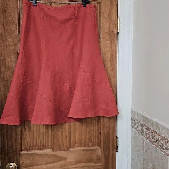 Other Sherry Taylor Coral Red A-line Swing Midi Women's Skirt Size 36" / US 14 / IT 50 - 2 Thumbnail