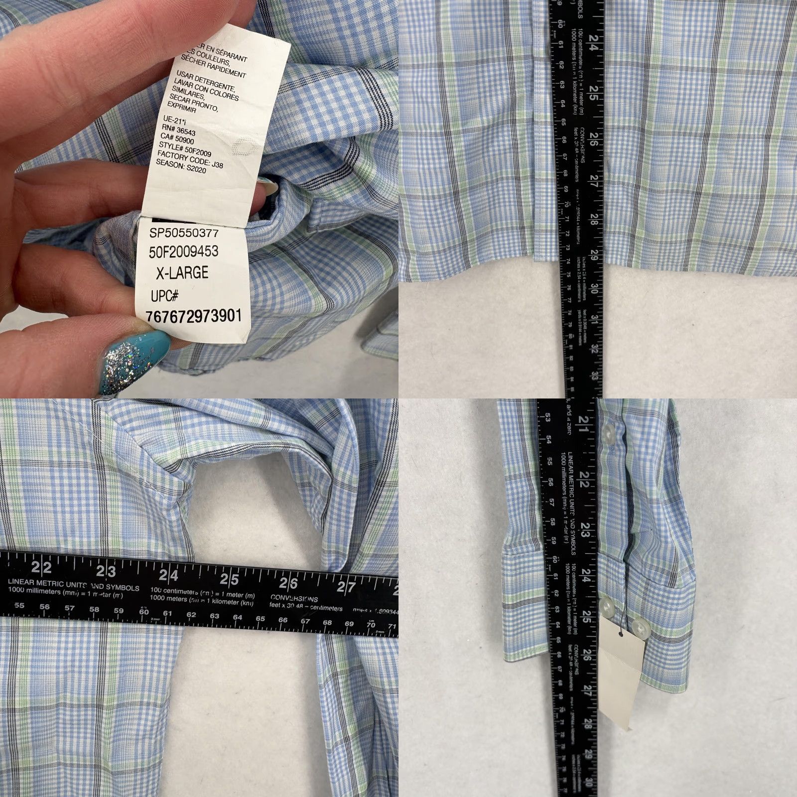 Van Heusen Van Heusen Shirt XL Blue Plaid Slim Long Sleeve Easy Care NWT Never Tuck Button-Up Mens Size US XL / EU 56 / 4 - 8 Thumbnail