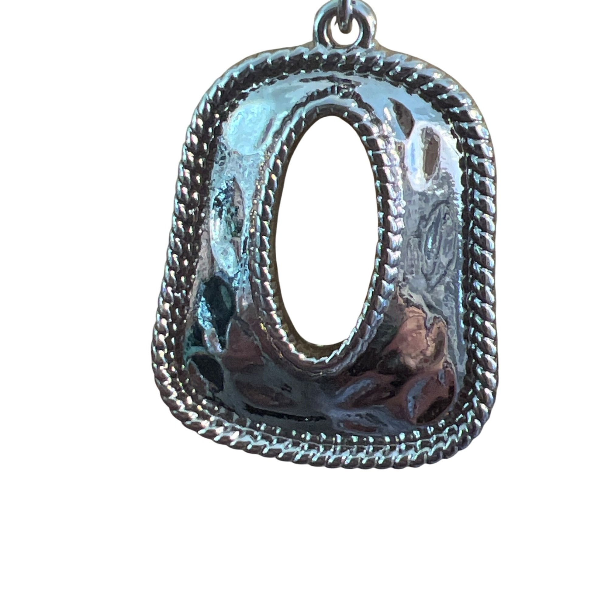 Other Silver Tone Hammered Dangle Earrings Open Twist Rope Edge Ho Size ONE SIZE - 2 Thumbnail