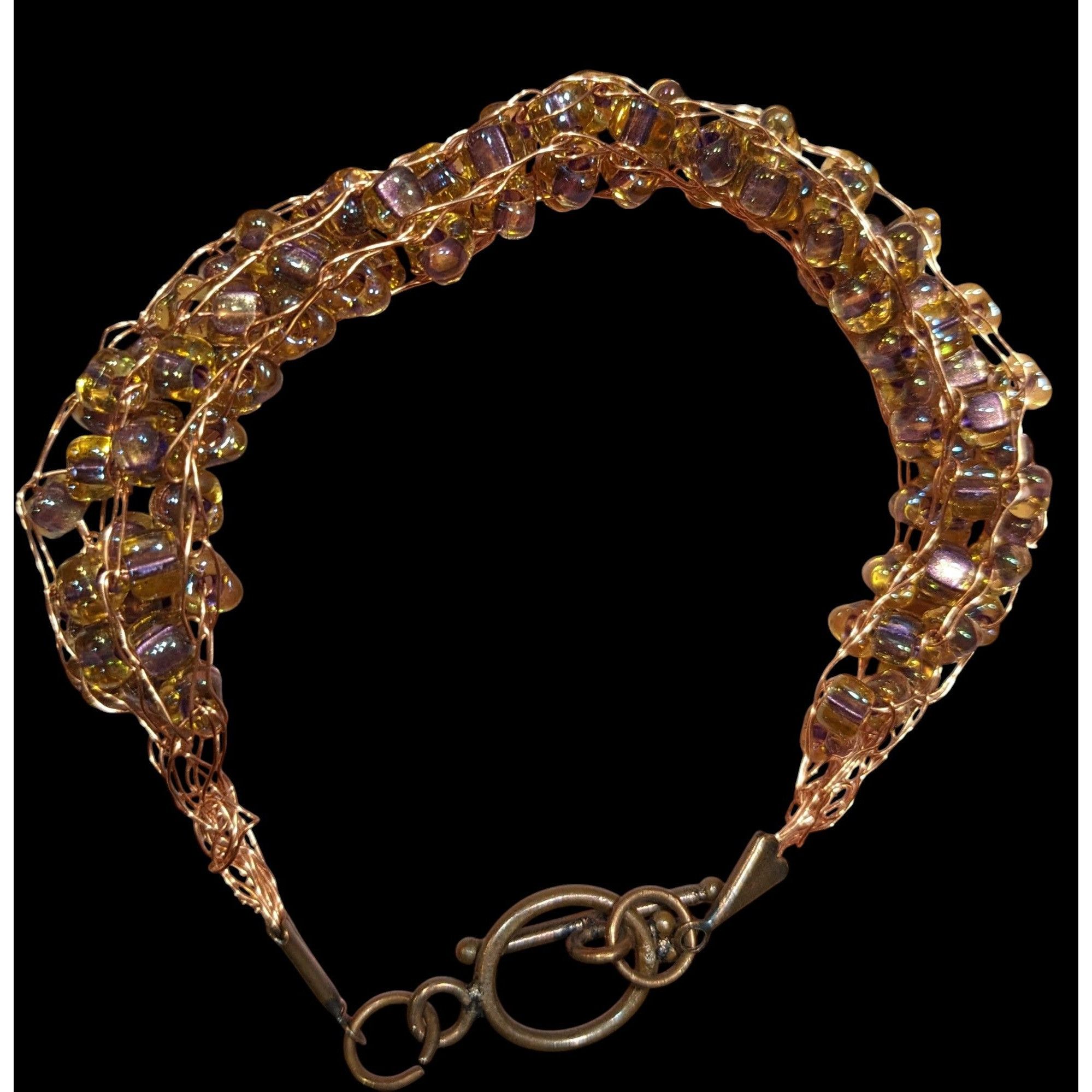 Handmade Handmade Whimsical Copper Wire And Glass Beaded Bracelet Size ONE SIZE - 3 Thumbnail