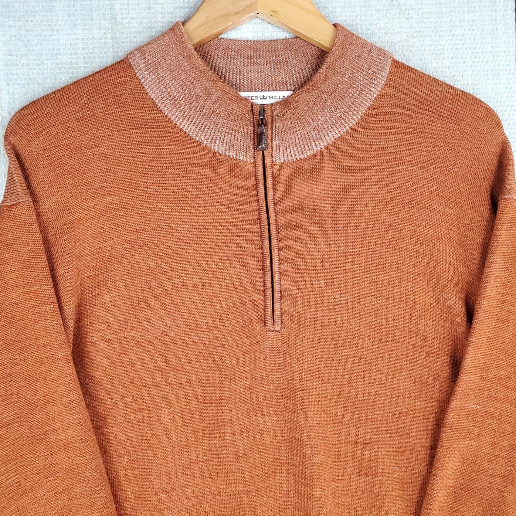 Peter Millar Peter Millar 100% Extrafine Merino Wool 1/4 Zip Sweater XL Pullover Burnt Orange Golf Mens Size US XL / EU 56 / 4 - 6 Thumbnail